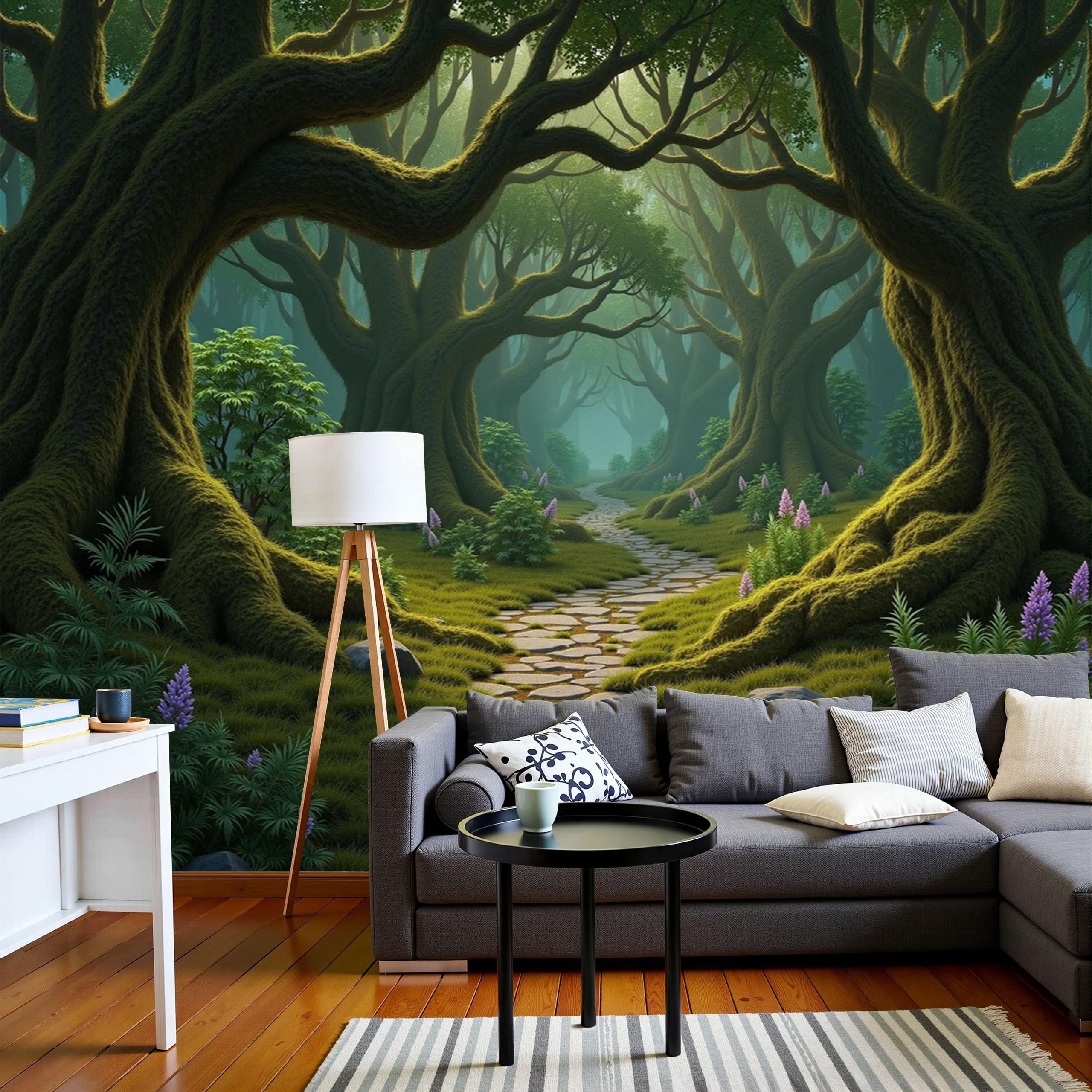 Papier peint chemin des chênes panoramique intissé 250x175 cm