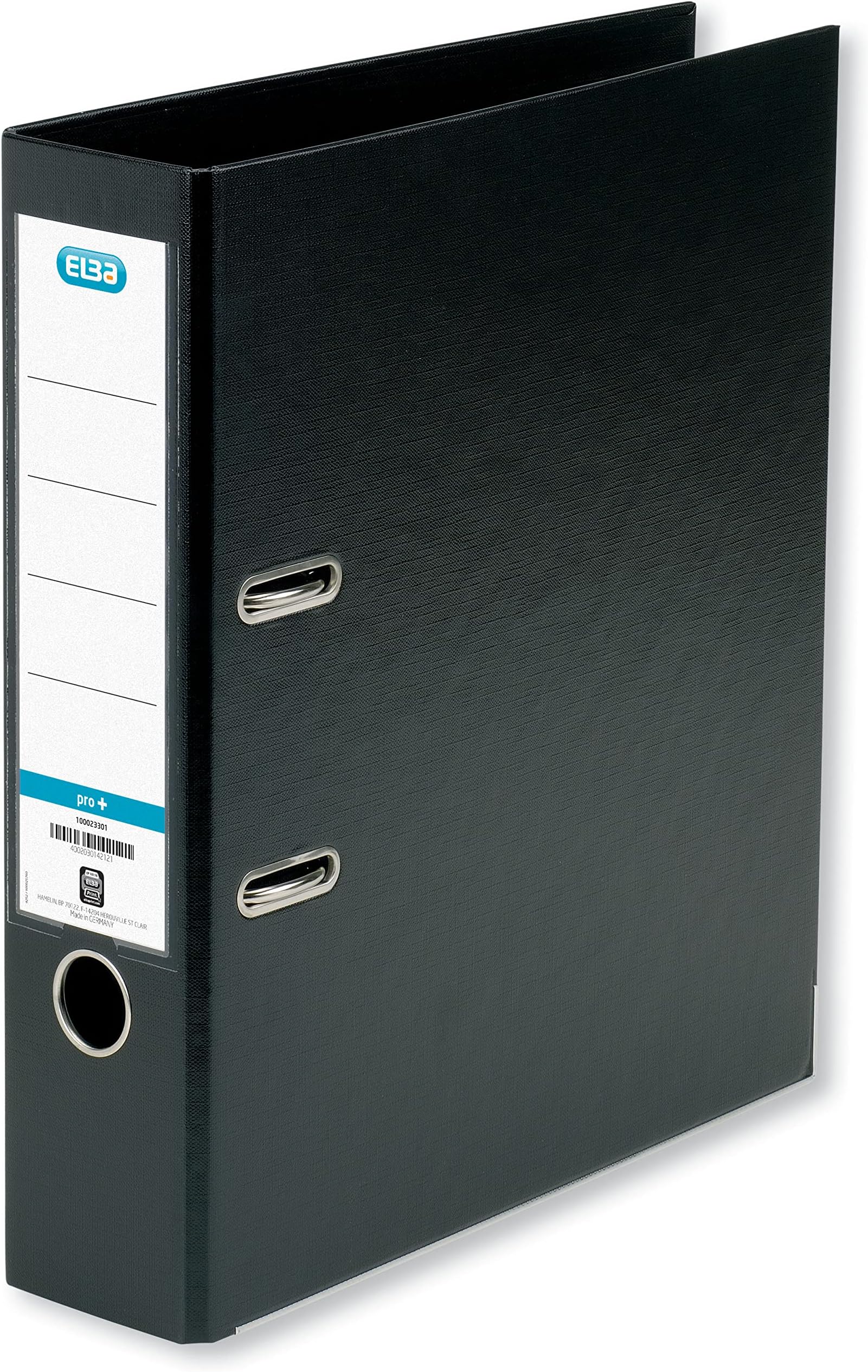 ElbaA4 Lever Arch File, 570 Sheet Capacity, 80mm spine, Strongline Plastic on Board, Single, Black