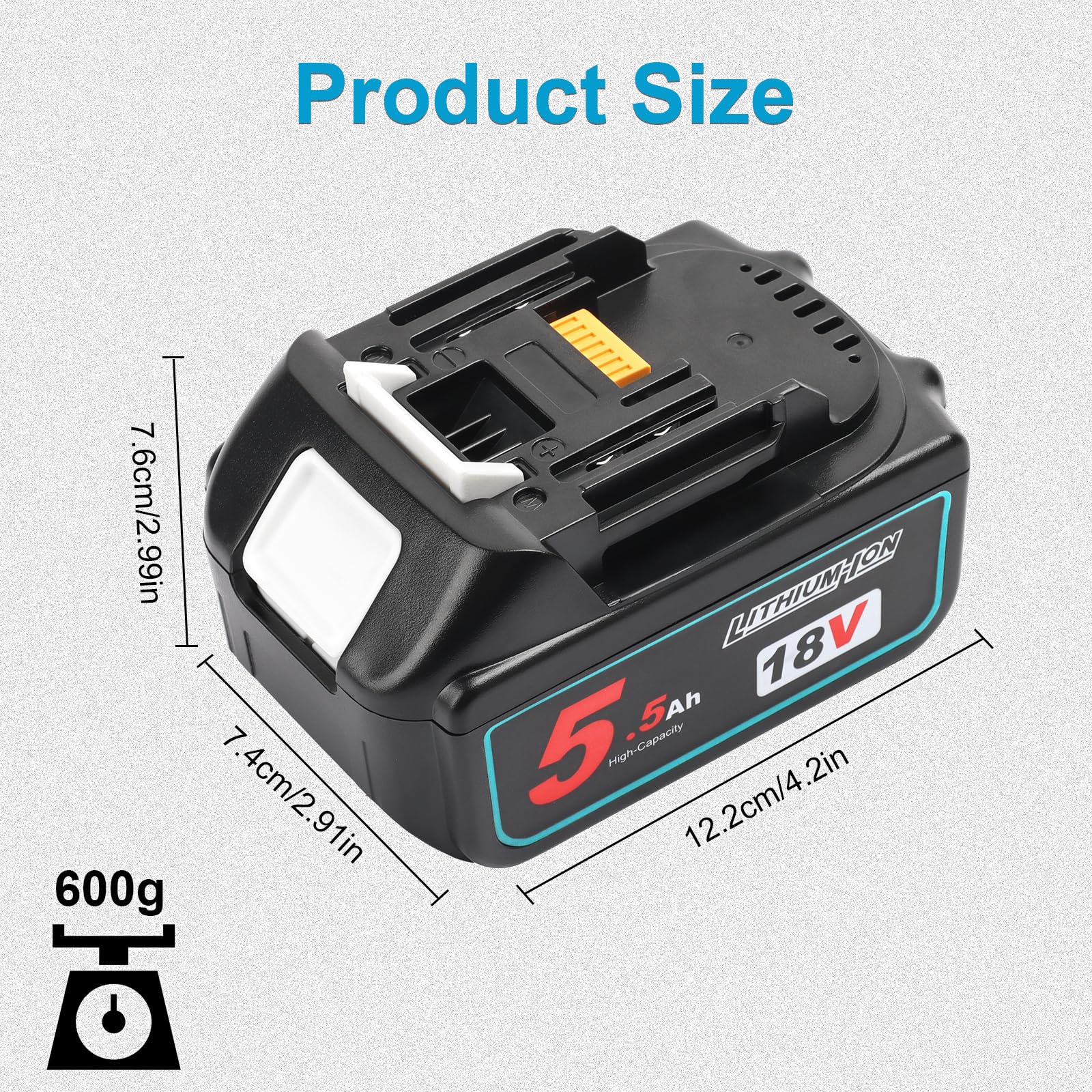 QUPERR Lot de 2 batteries de rechange 5500 mAh pour Makita 18 V - Haute capacité - Compatible avec batterie Makita Lithium-Ion LXT - Compatible avec les outils sans fil BL1850 BL1850B BL1840 BL1830