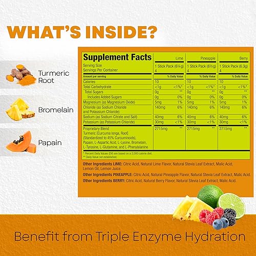 Miniatura 2 de Bala Total Body Wellness - Mezcla de bebida para hidratar y recuperar - Piña, lima y bayas - 4 barritossabor (paquete de 12 barritas) - con enzimas,