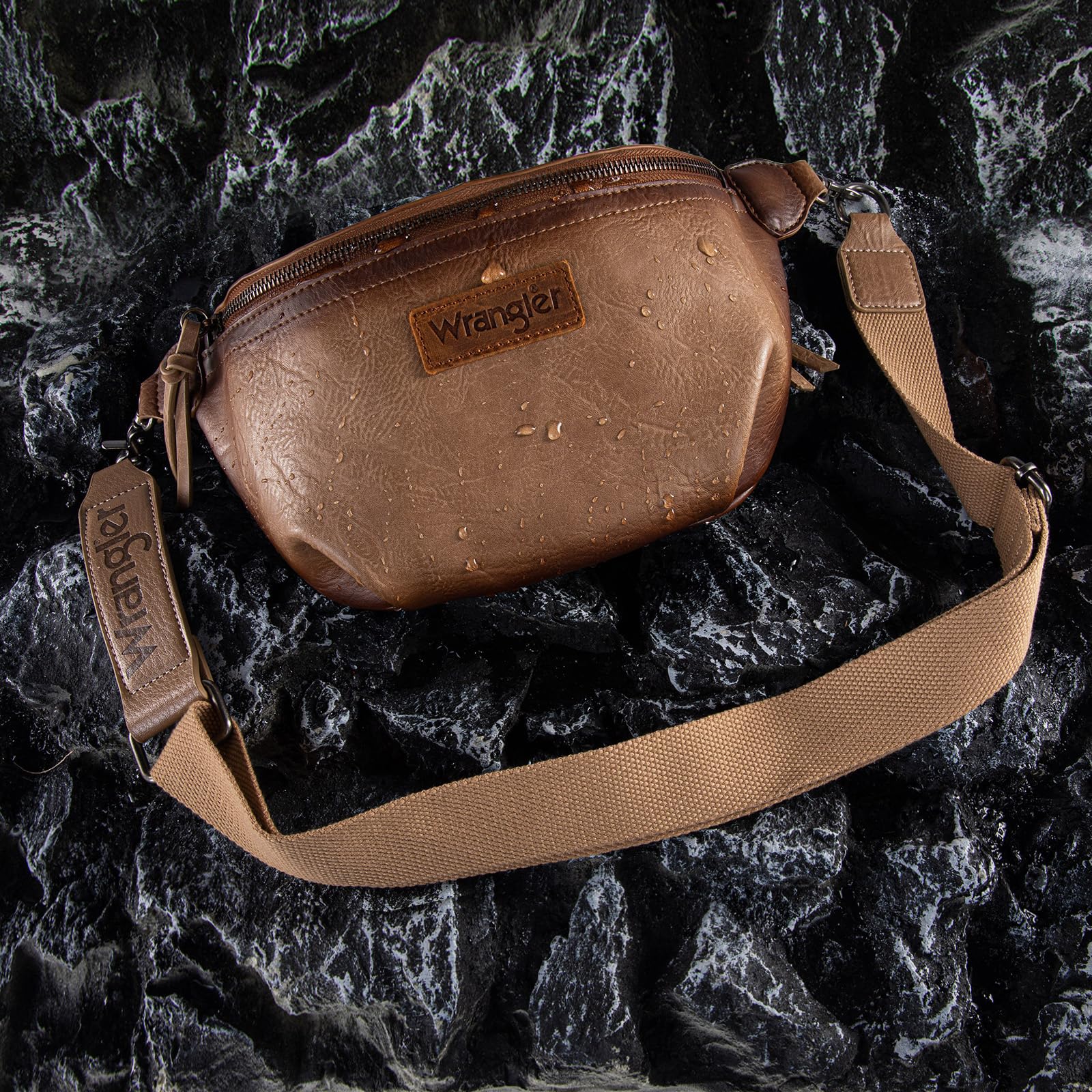Wrangler Bolso Bandolera Vintage para Mujeres y Hombres, Bolso Cruzado para Mujer, B-Distressed Khaki, 5.5 Inches (W) x 1.75 Inches (D) x 7.5 Inches (H), Bolso Bandolera