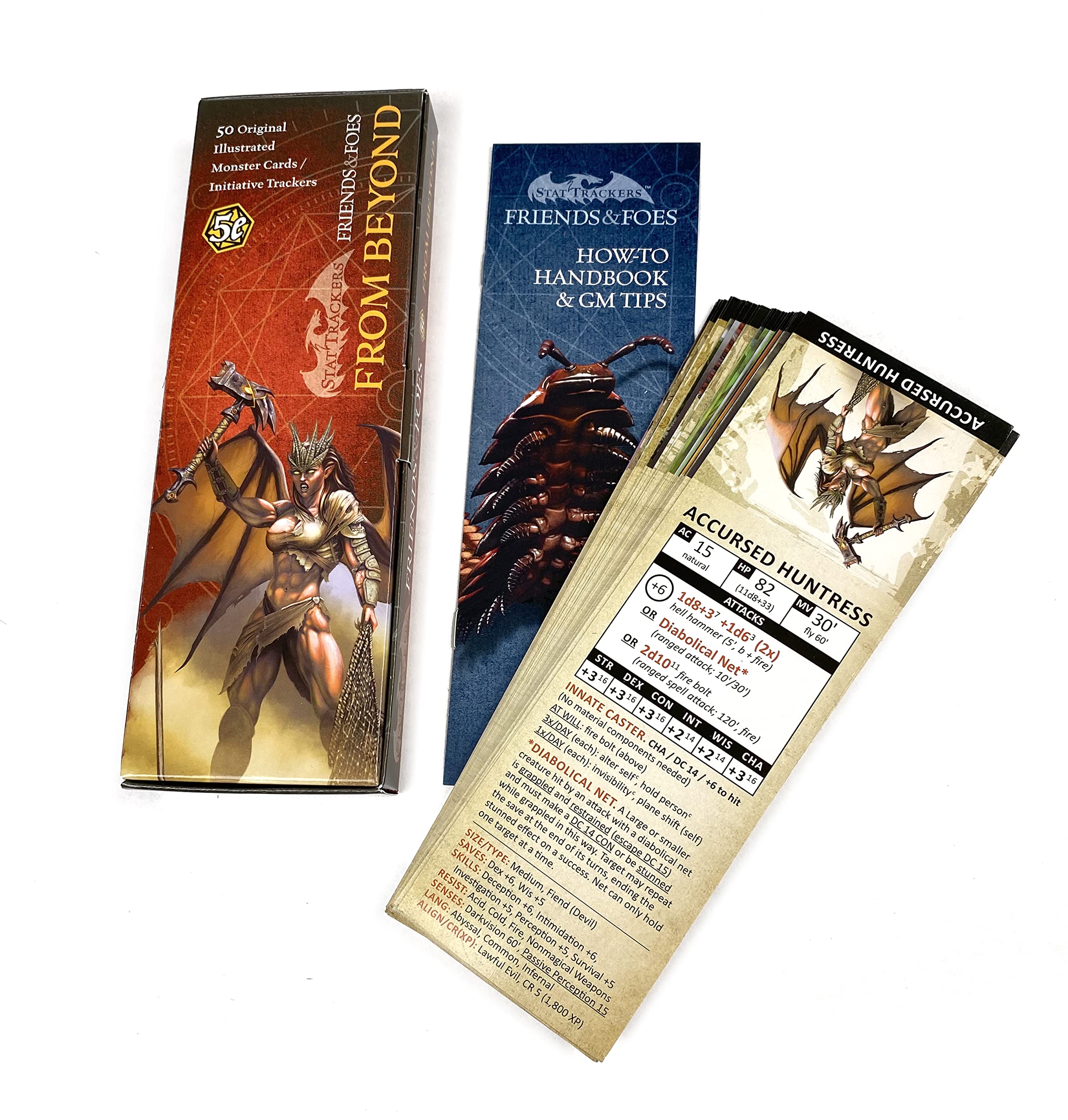 Stat Trackers Friends & Foes from Beyond - 50 Illustrated Original 5e Monsters - Initiative Cards for 5th Edition DM's
