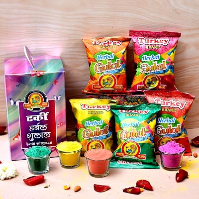 CraftVatika Natural Holi Gulal Colours Pack of 5 Holi Perfumed Colors 500g Organic Eco Kids Friendly Colors - 5 Vibrant 