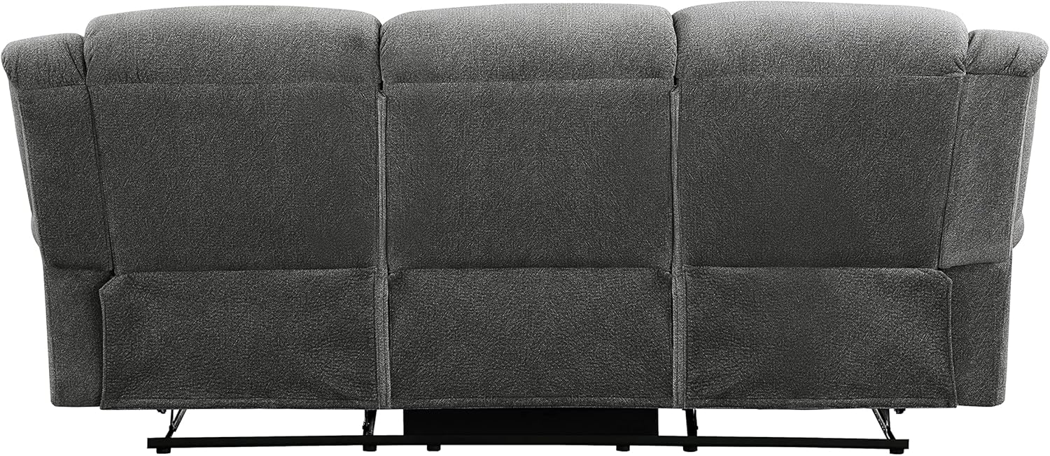 Lexicon Manual Reclining Sofa, Microfiber Recliner Sofa with Rolled Arm, Nailhead Trim, Double Reclining RV Couch for Living Room, Home Theater Seating, 89''W Couch, Charcoal