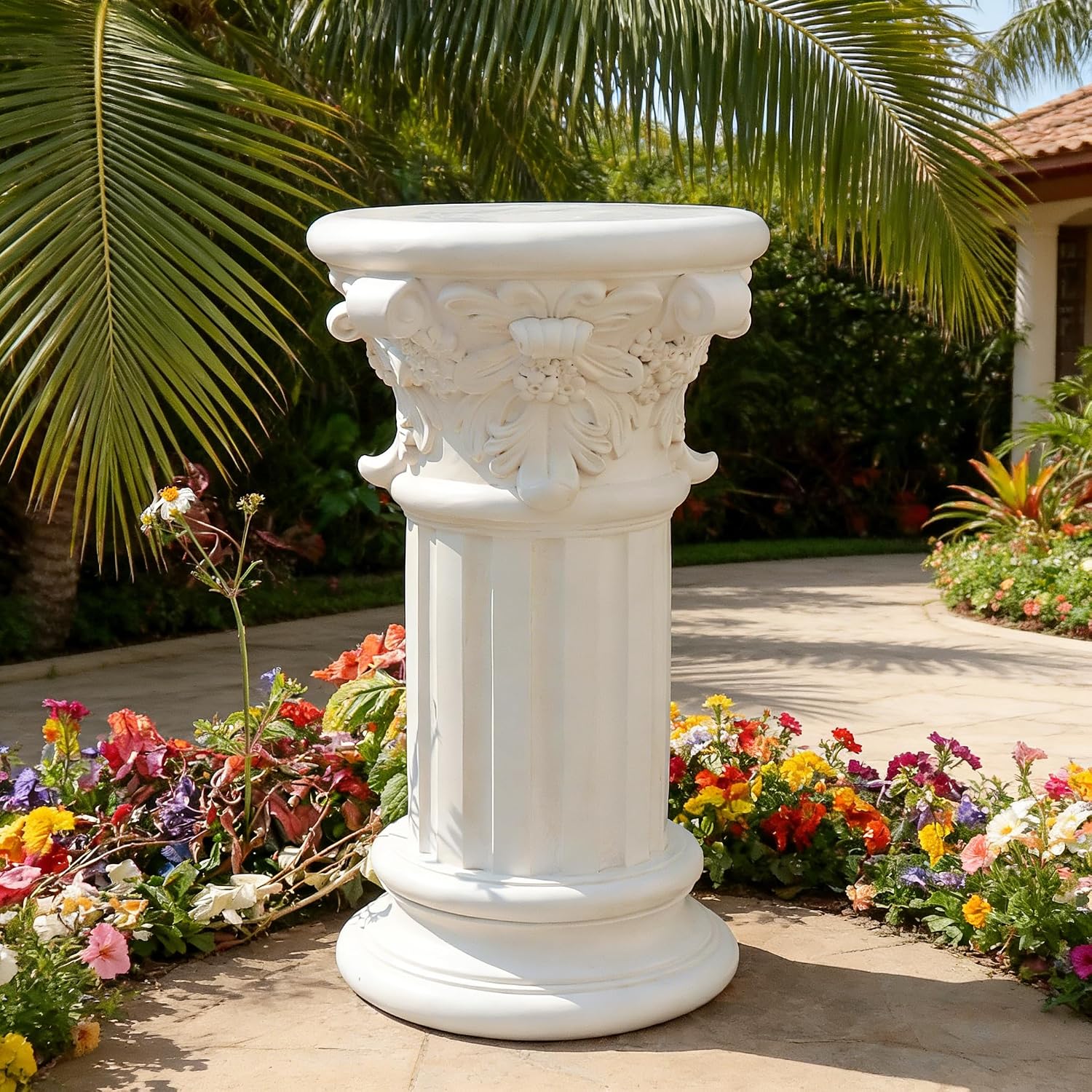 16-Inch Tall White Elegant Greek Roman Column Statue, Chic White Roman Pillars, Outdoor Garden Patio Wedding Display Stand Prop, Greek Bonsai Landscape Decoration, Valentine's Day Decor