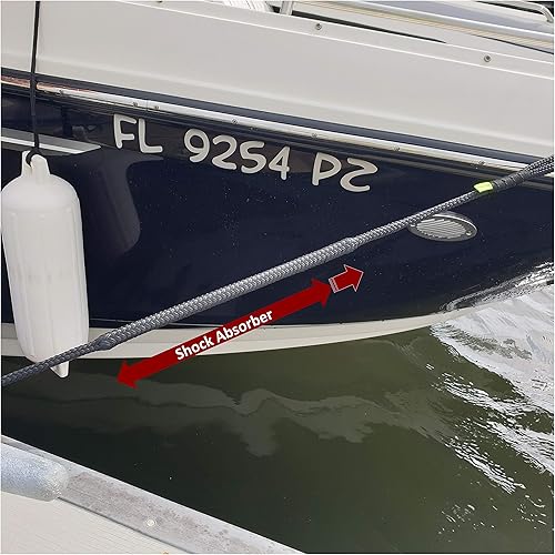 Miniatura 9 de Shockline Línea de muelle de 34 pulgadas con amortiguador integrado, doble trenzado, poliéster, 15, 25, 35, 50 pies, empalmado a mano de 12