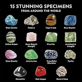 National Geographic Rocks & Mineral Collection - Rock Collection Box for Kids with 15 Gemstones and Crystals, Geology for Kids, Crystal Collection, Science Kit, Rock Gift (Amazon Exclusive)