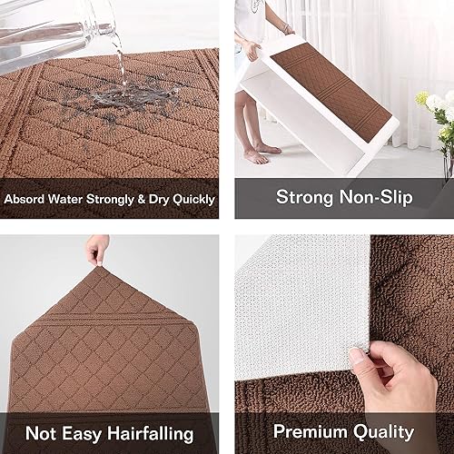 Miniatura 4 de Tapete de puerta delantera, antideslizante, soporte de goma súper absorbente de barro y nieve, mágica en el interior, tapetes atrapadores de tierra,