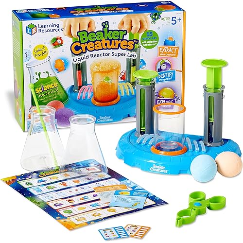 Learning Resources Beaker Creatures Liquid Reactor Super Lab,Ages 5+,15 pieces, Homeschool, STEM, Science Exploration Toy, Science Kit