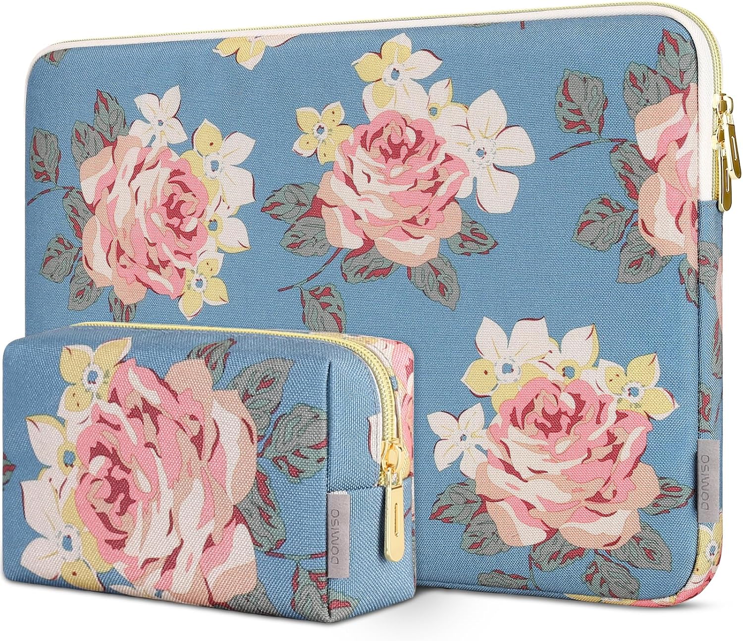 DOMISO 17 inch Laptop Sleeve Protective Case Cover Compatible with 17-17.3 inch HP Dell ASUS Lenovo Chromebook,Waterproof Computer Cases Bag with Accessory Pouch,Blue