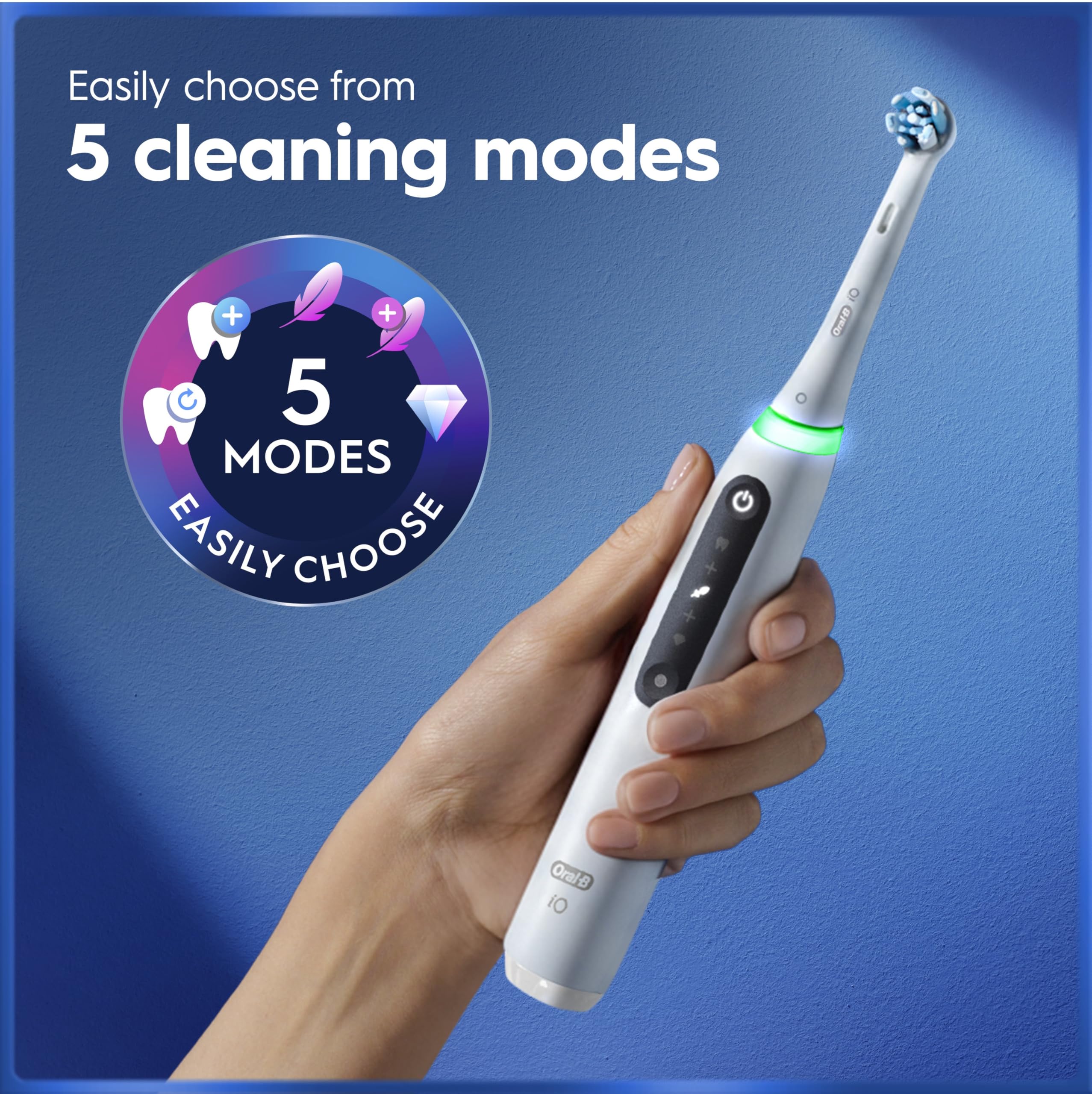 Oral-B iO5 Electric Toothbrushes For Adults,1 Toothbrush Head and Travel Case, 5 Modes With Teeth Whitening, 2 Pin Plug, White - 3