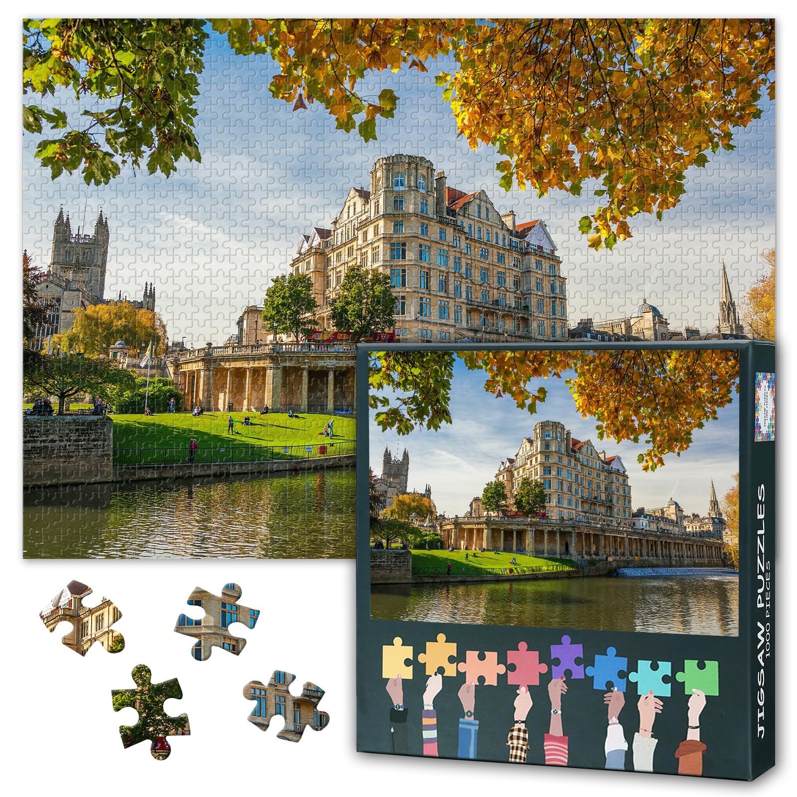 Bath City England Puzzles for Adults 1000 Pieces, Bath City Jigsaw Puzzles, Adult Puzzle for Adults, Educational Fun Games or Toys for Elders Friends 20X27 INCH