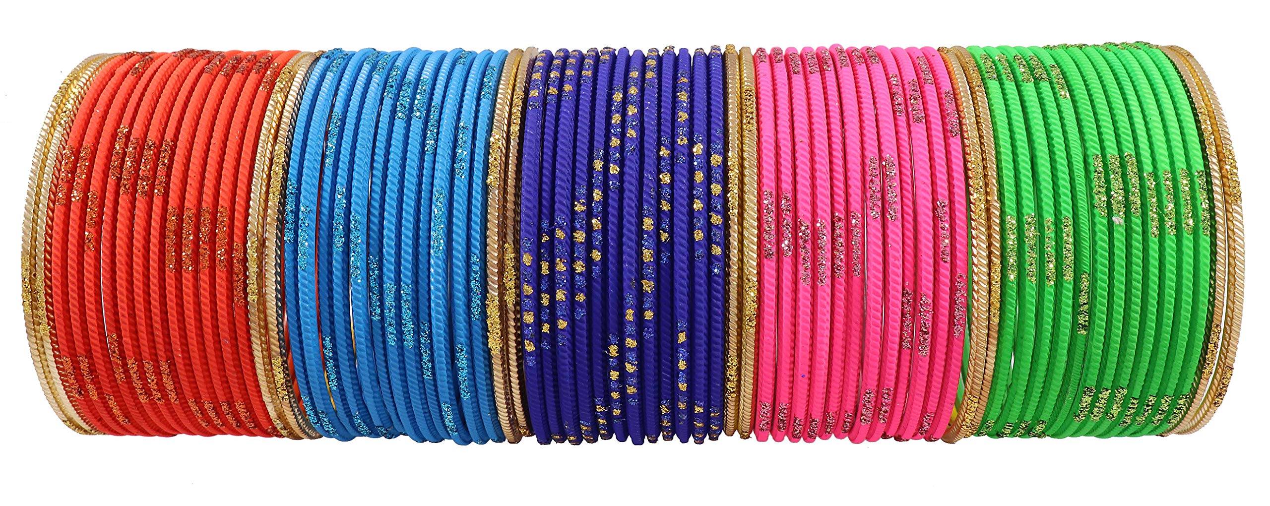 NMII Non-Precious Metal Base Metal with Polka Dots Glossy Finished Bangle Set For Women and Girls, (MultiColour2_2.4 Inc