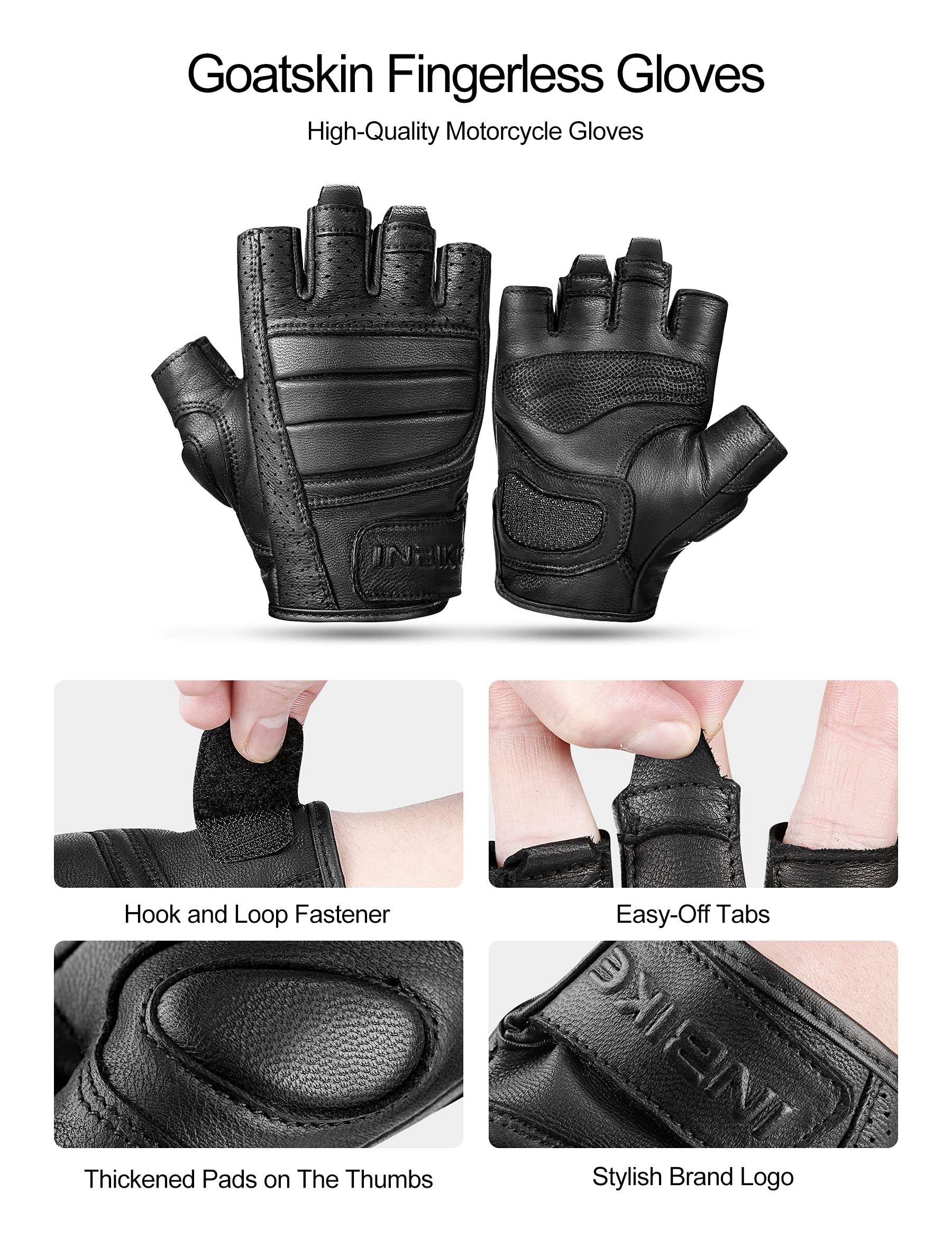 INBIKE Guanti da Ciclismo Estivi Guanti Pelle di Capra Mezze Dita Traspirante Antiscivolo per Tattici Militari Escursionismo Arrampicata Unisex