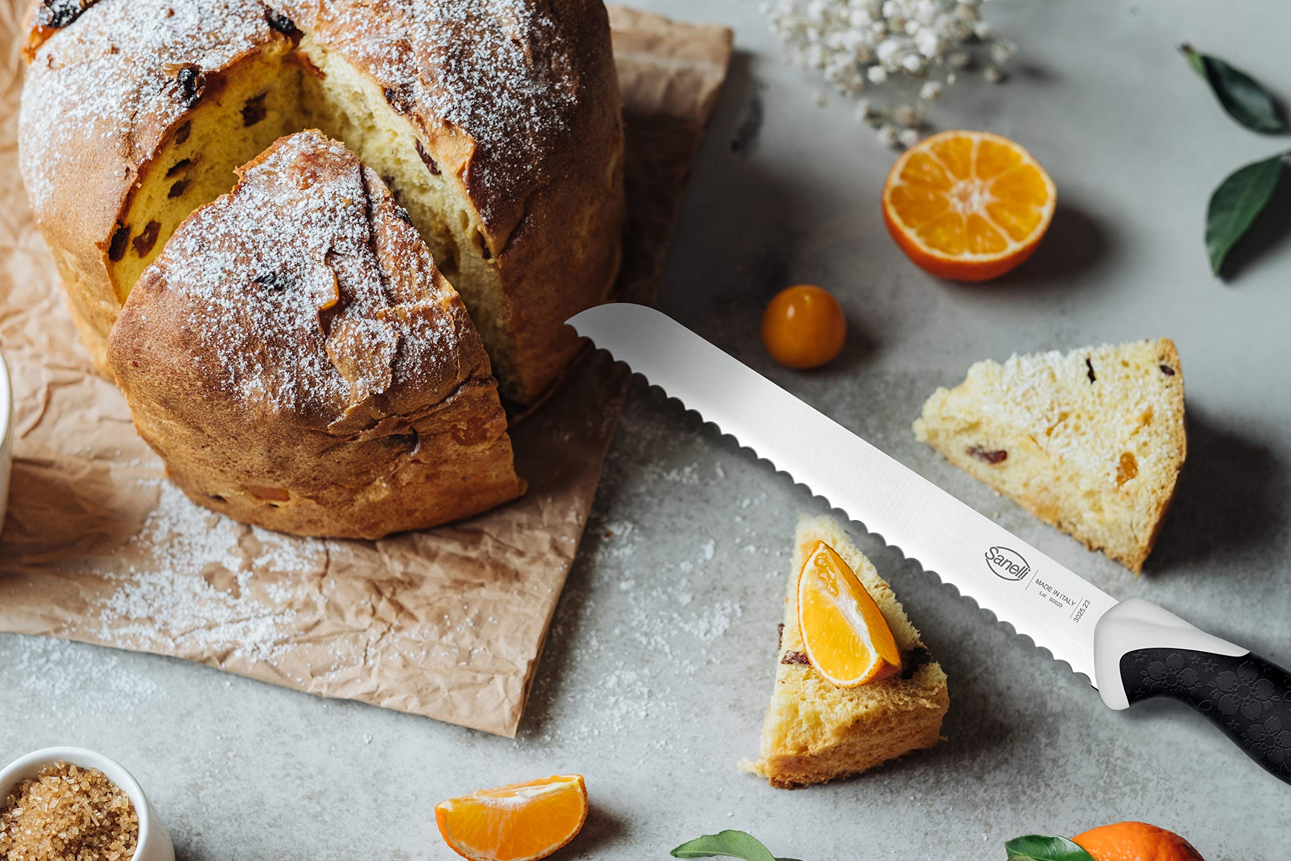 Sanelli Sakura Coltello Pane 23 cm., Acciaio Inossidabile, Nero/Bianco