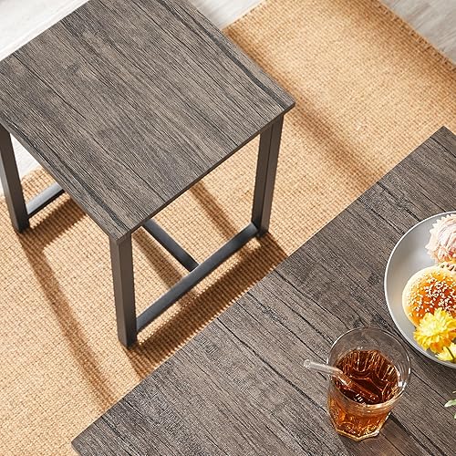 Miniatura 6 de Topeakmart Juego de mesa de cocina industrial, juego de mesa de comedor de 3 piezas con diseño de ahorro de espacio, tubos de metal con