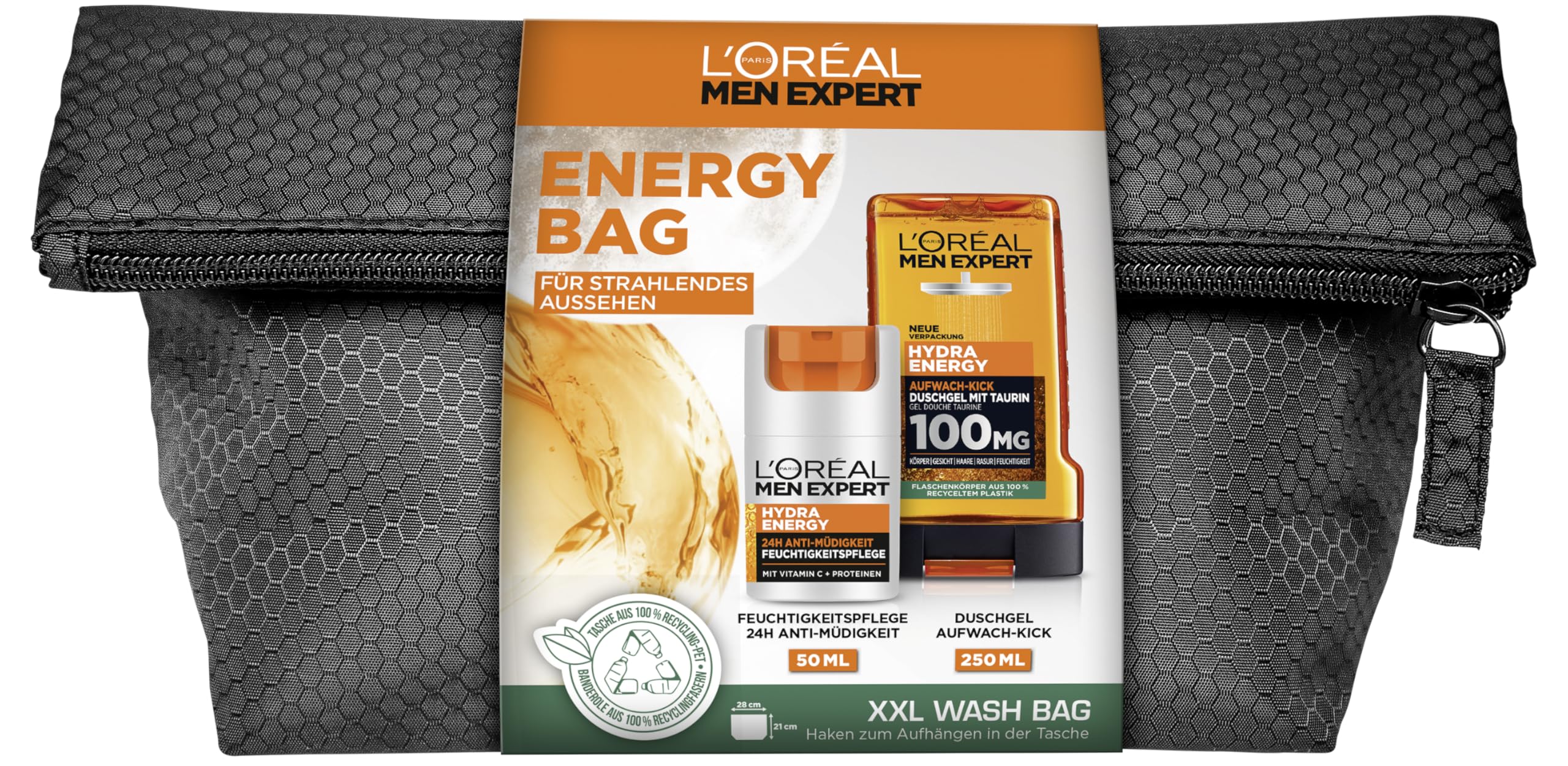 L'Oréal Paris Men Expert Hydra Energy 1 x 50 ml, zestaw upominkowy dla mężczyzn, żel pod prysznic, żel pod prysznic, do twarzy, ciała i włosów, 1 x 50 ml