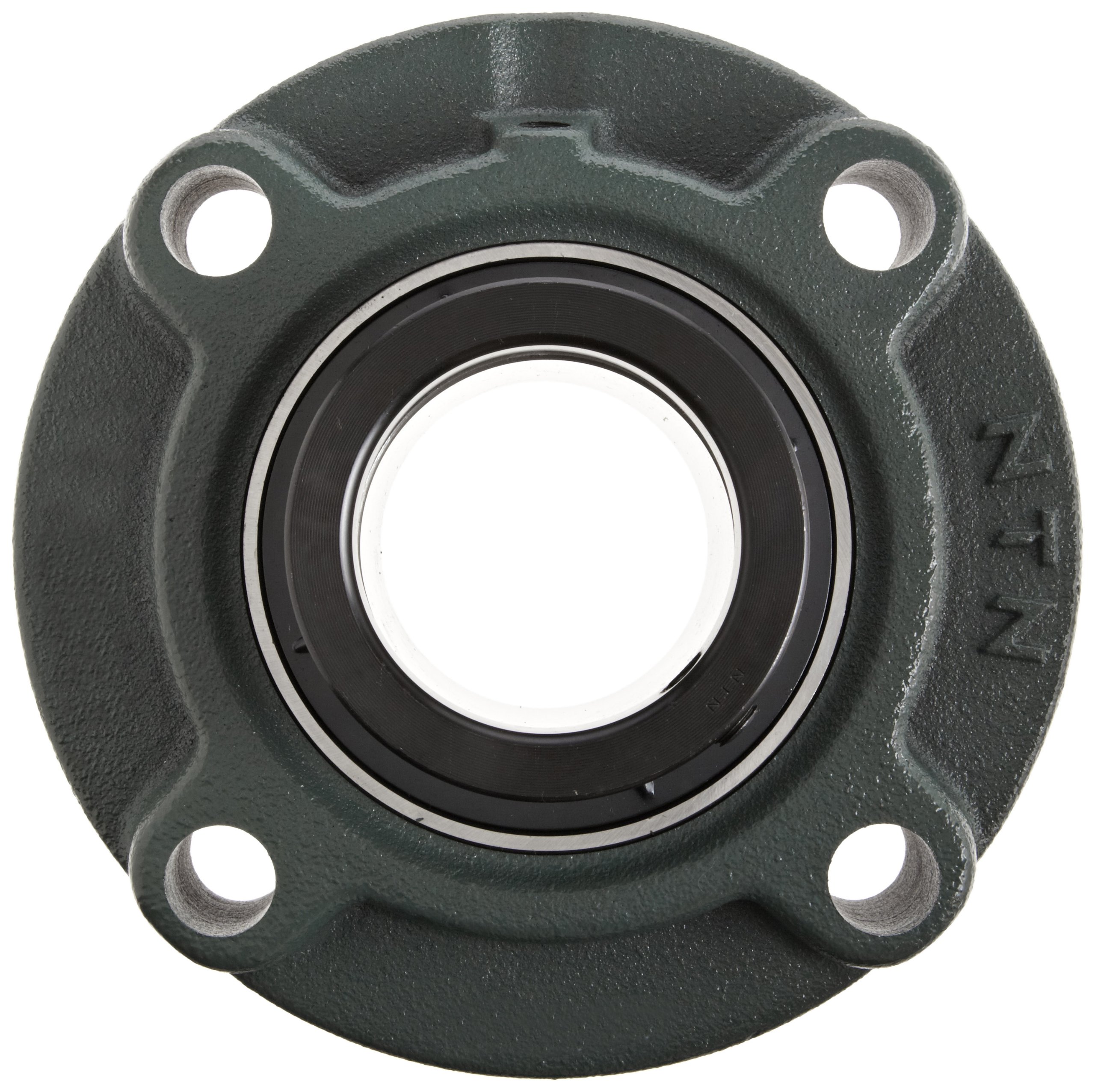 NTN UELFC205-100D1 Light Duty Piloted Flange Bearing, 4 Bolts, Eccentric Lock, Regreasable, Contact Seals, Cast Iron, 1