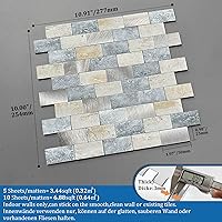 Vista 5 de Azulejos adhesivos de ladrillo para salpicaduras de cocina, azulejos impermeables para salpicaduras de baño (5 hojas, azul gris)