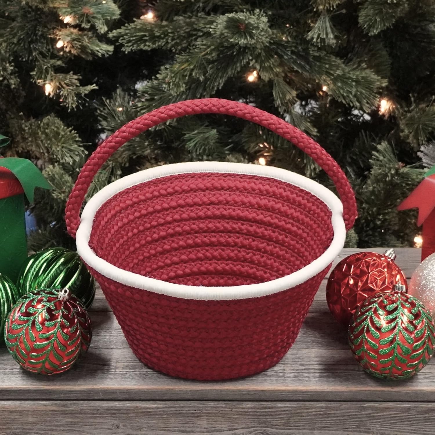Holiday Accent Gift Basket - Red 8”x12” x7”