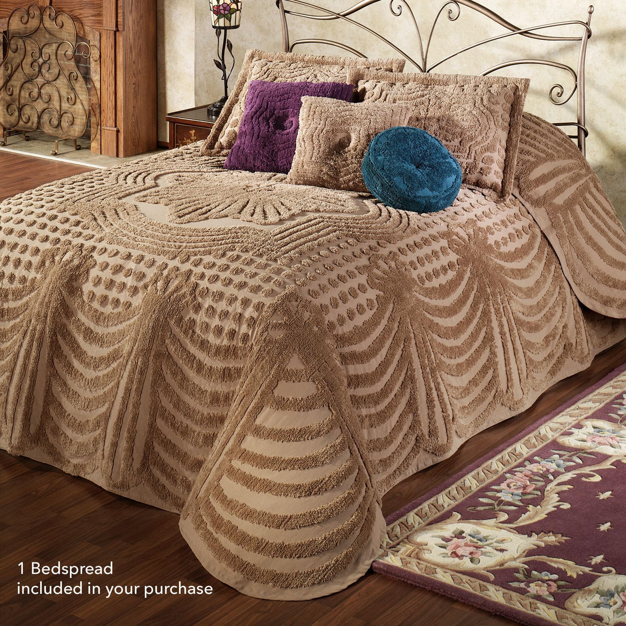 Touch of Class Promenade Cotton Chenille Grande Bedspread | Full Size | Camel