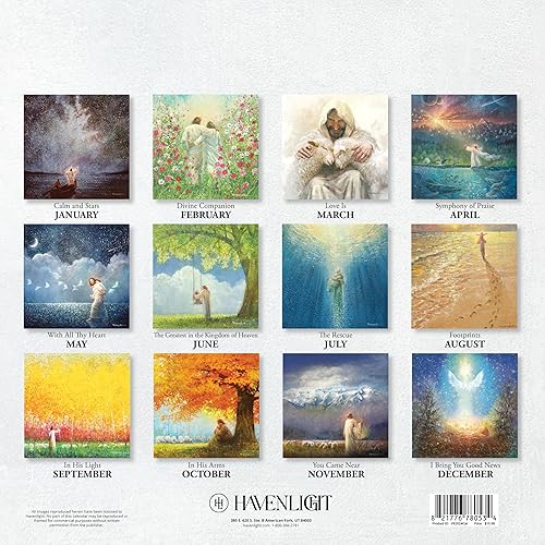 Miniatura 3 de HavenLight Calendario artístico para pared 2024  "El buen pastor" por Yongsung Kim, 12 x 12 pulgadas impreso en papel de archivo de alta calidad,
