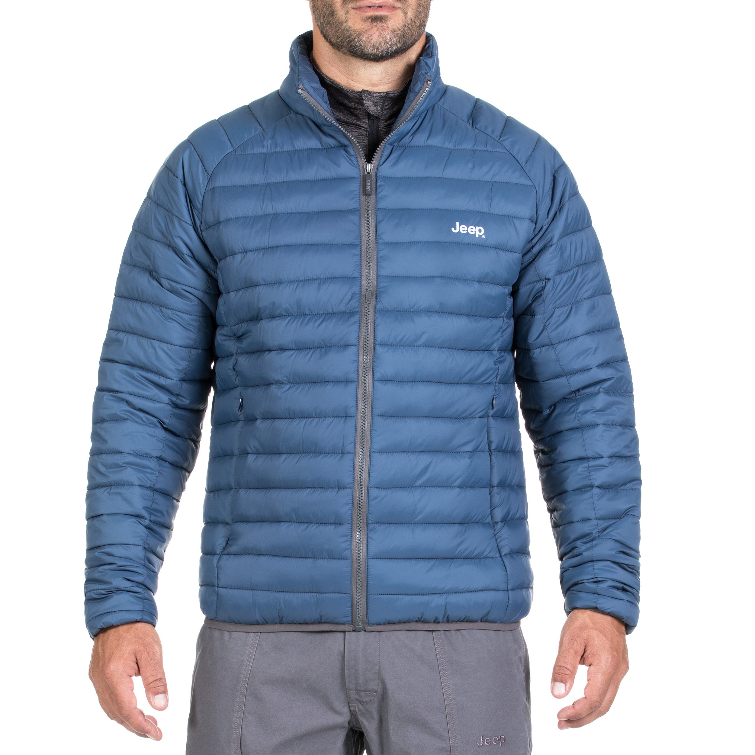 Jeep Piumino Leggero Uomo Piumino Leggero Ripiegabile in Sacca, Uomo, Dark Denim/Dark Grey, M