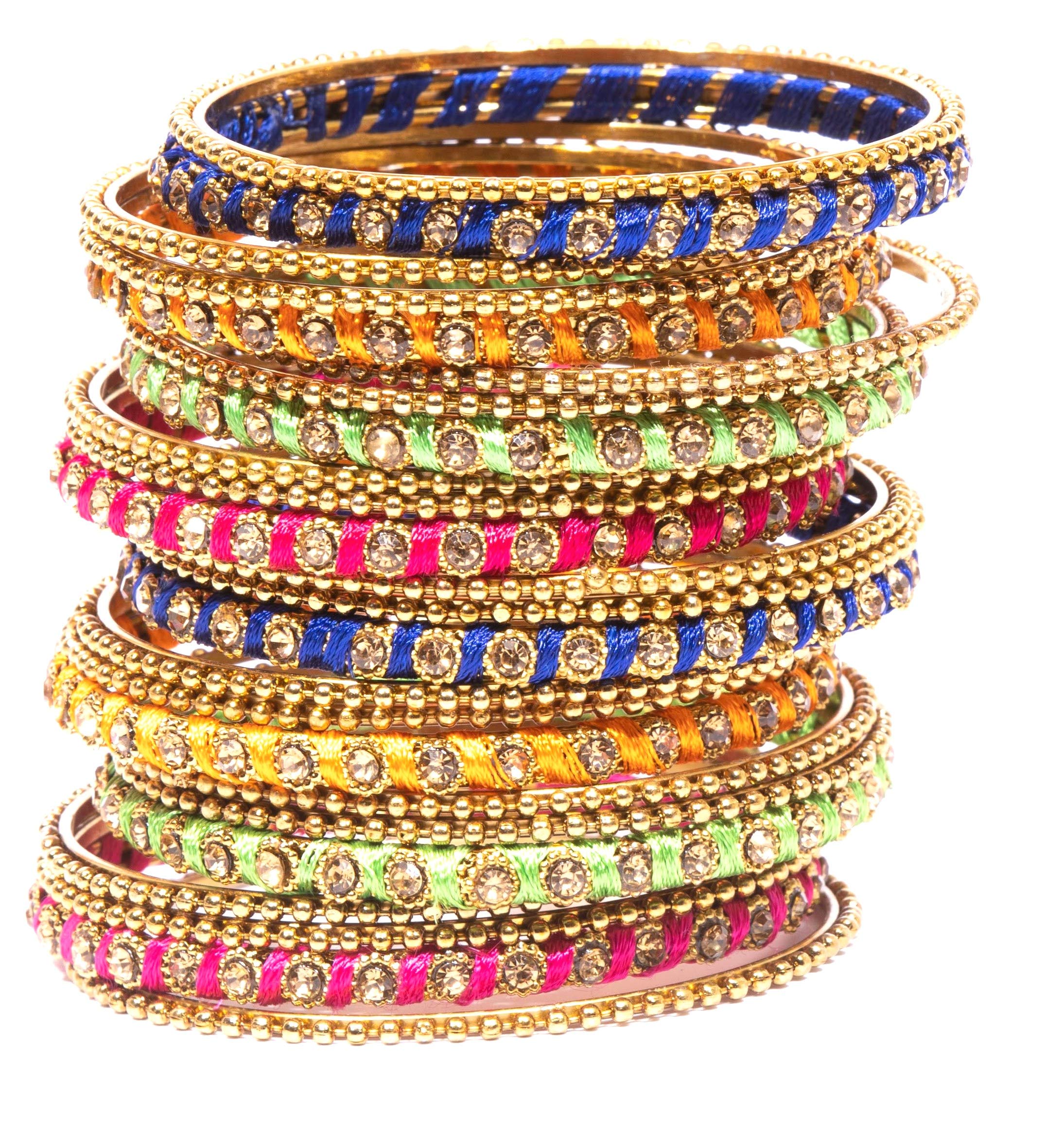 Swara Creations Metal Bangle wrapped in Multi-Color silk thread for Women & Girls(24pcs) (B07GZS89NY) Amazon Price History, Amazon Price Tracker