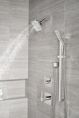 Miniatura 3 de Delta Faucet Sistema de ducha cromado pivotal de 3 ajustes, incluye cabezal de ducha cromado, barra deslizante, mango de ducha, desviador de ducha y