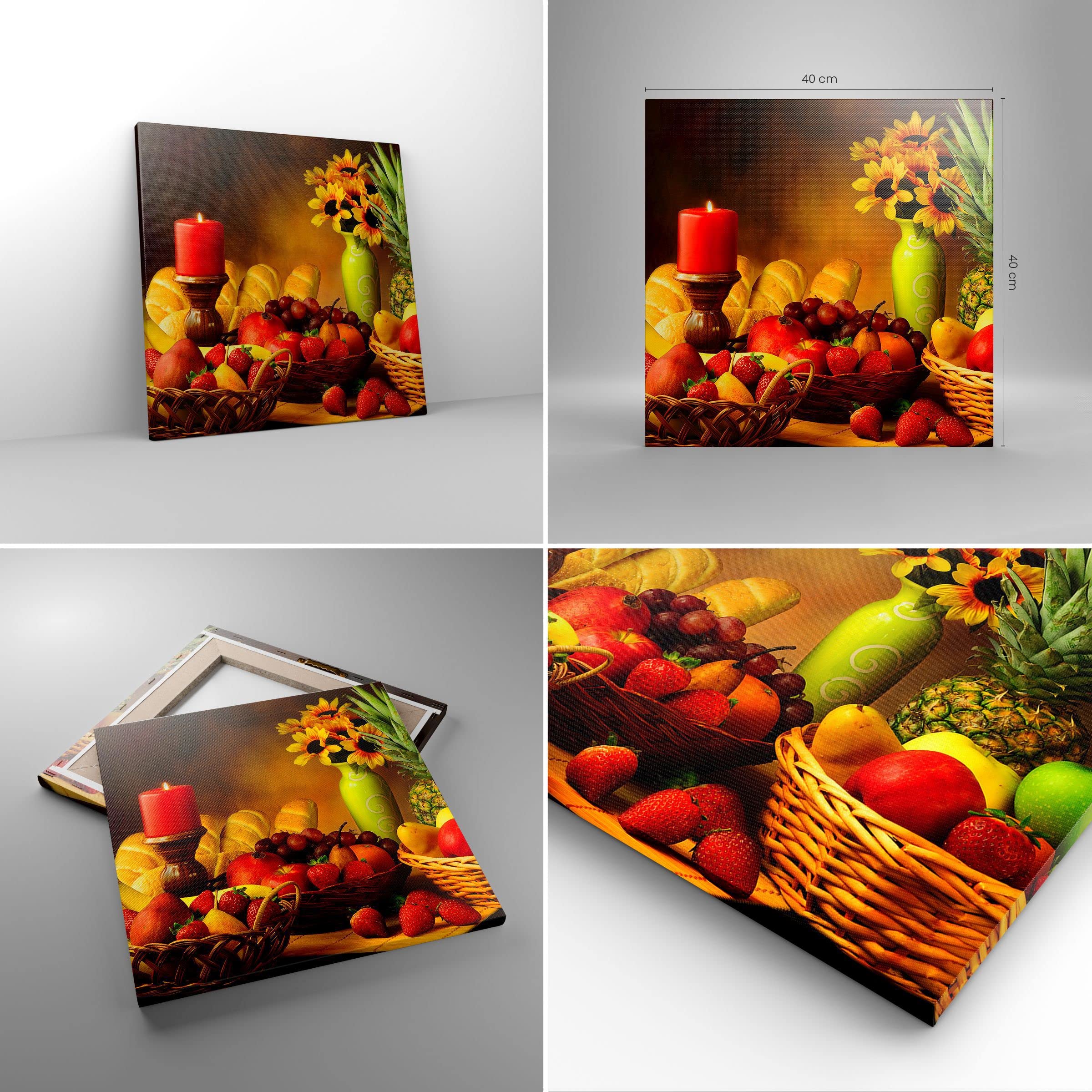 Quadri Moderni 4 Pezzi FRUTTA - Stampa Su Tela Per Cucina E Soggiorno, 40x40 Cm - Foto 6