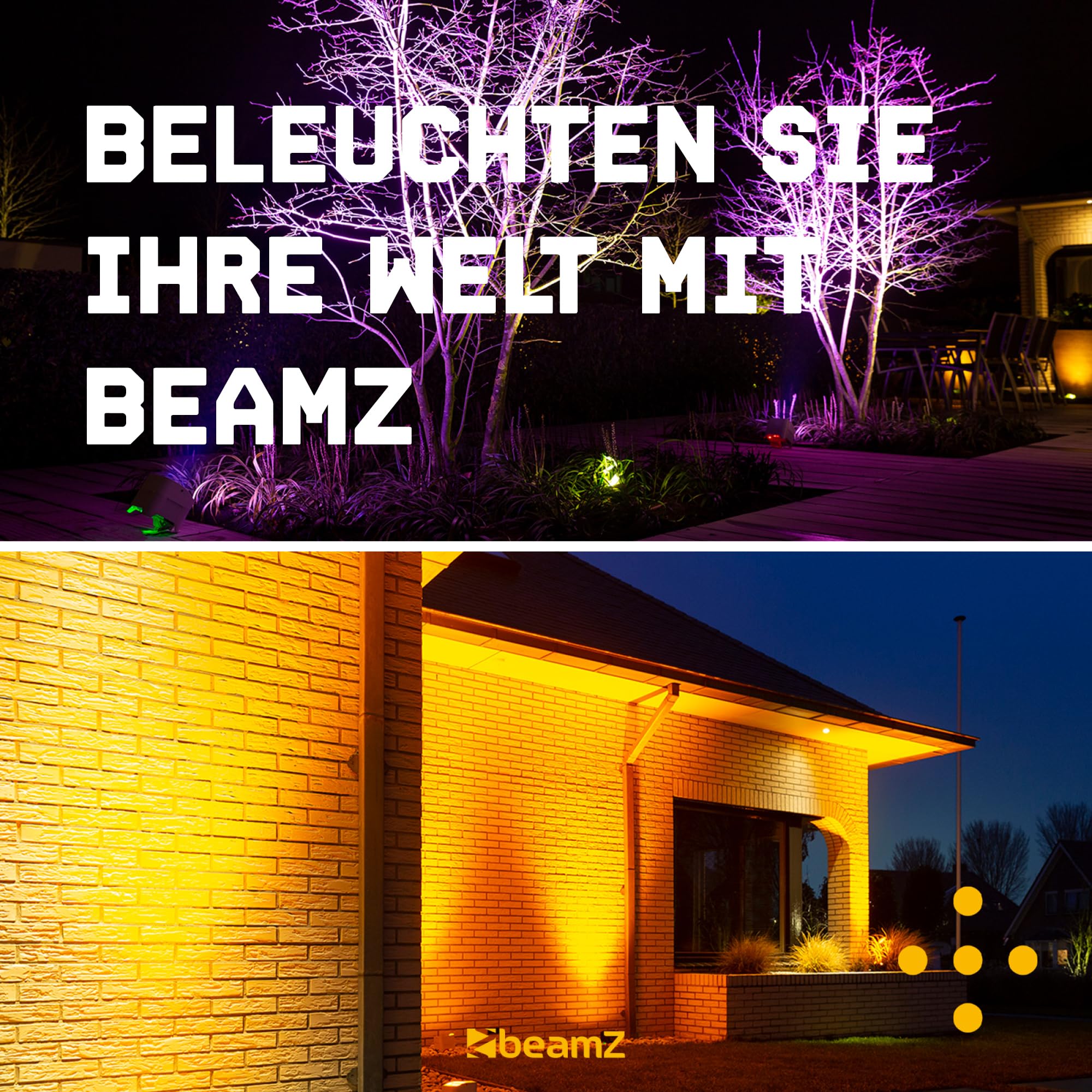 BeamZ Professional BBP54 Uplight 4er Set, Akku LED Strahler 4x12 Watt, DMX, IP65, RGBAW-UV Schwarzlicht, 15h Akkulaufzeit, Akku tauschbar - Schwarz