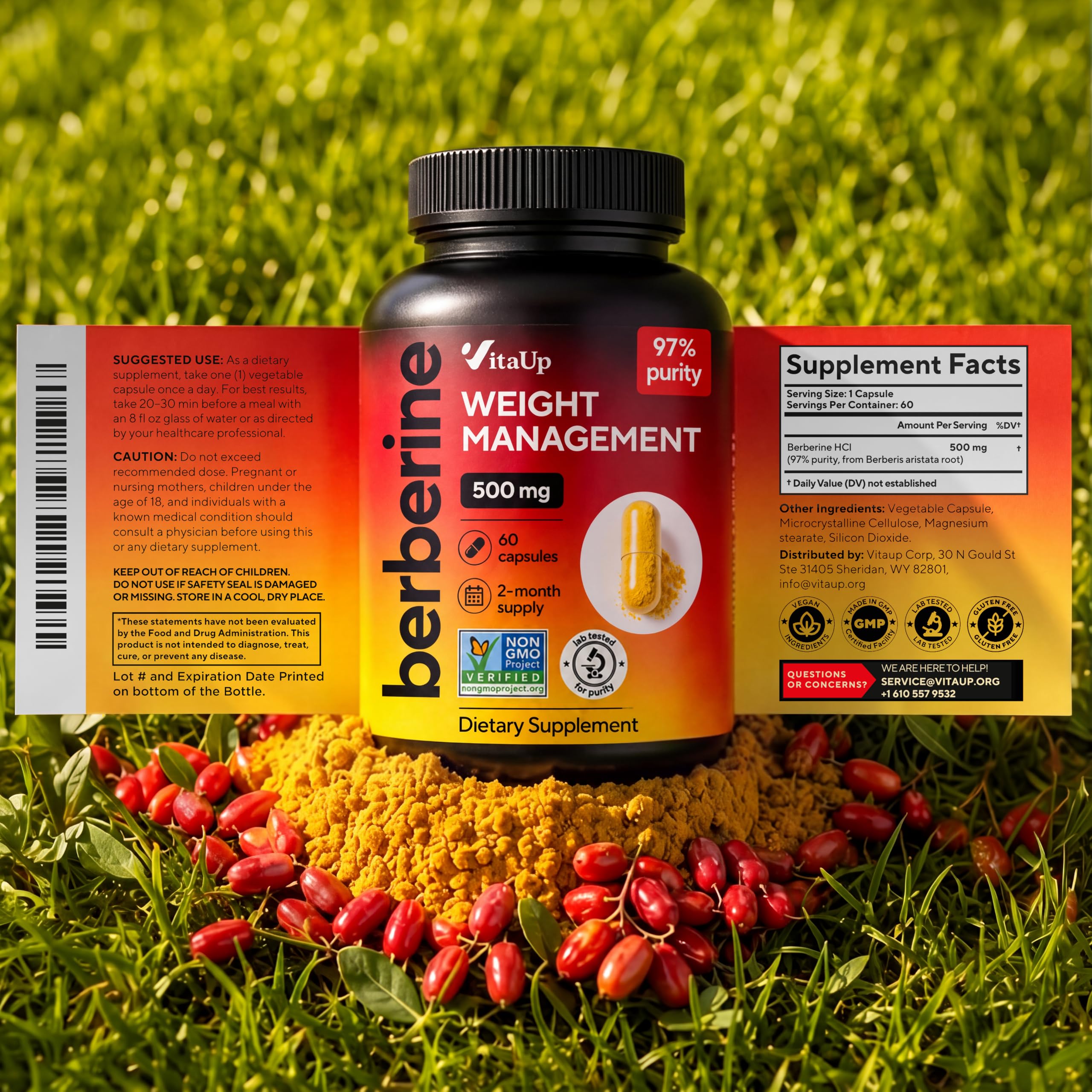 Berberine Supplement 500mg - Berberine 500mg - Non-GMO Berberine HCL - Berberine Supplements for Weight Management, Energy, Immune Support - 60 Capsules — Amazon image 9