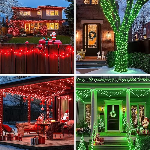Miniatura 5 de JMEXSUSS Tira de luces LED de Navidad de 173 pies para exteriores, luces rojas y verdes de Navidad con control remoto, luces de árbol de Navidad que