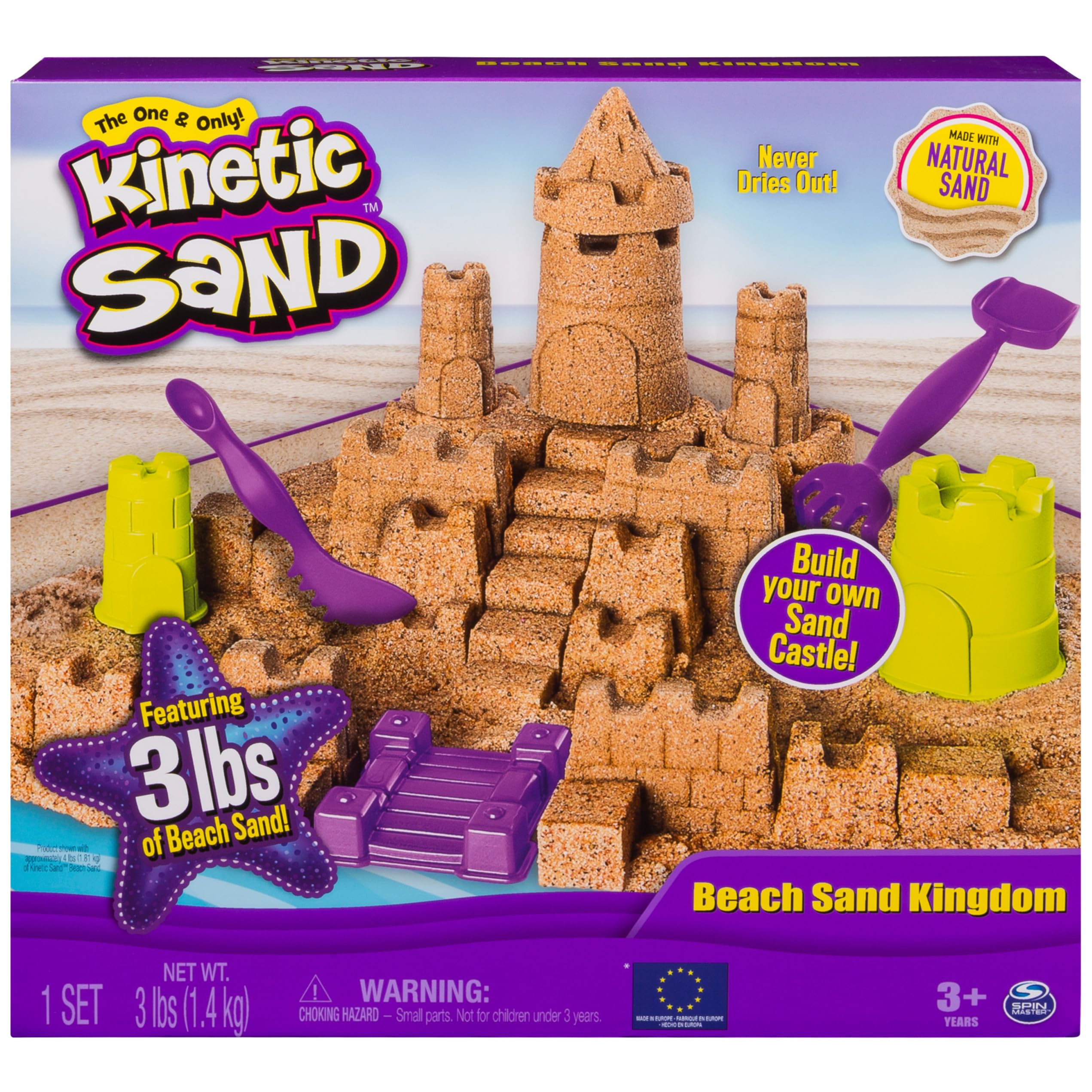 Beach Sand Kingdom Playset with 3Lbs of Beach Sand, includes Molds and Tools, Play Sand Sensory Toys for Kids Ages 3 and Up