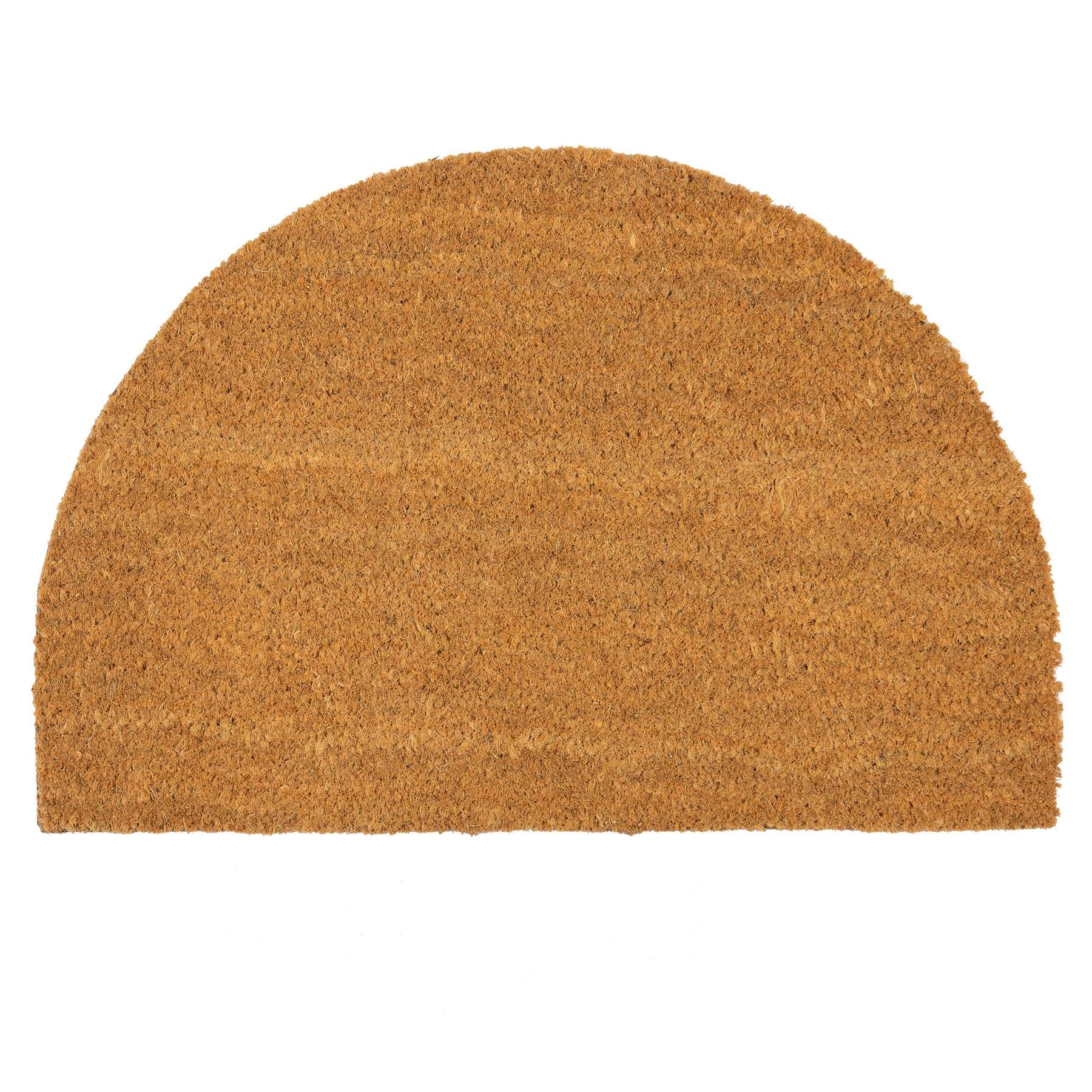 Nicola Spring Half Moon Coir Door Mat - 60 x 40cm - Classic - Pack of 1 - Decorative Indoor Front Door Floor Mat Entry Dirt Trapper Rug Outdoor Boot Scraper Non Slip Backing Doormat