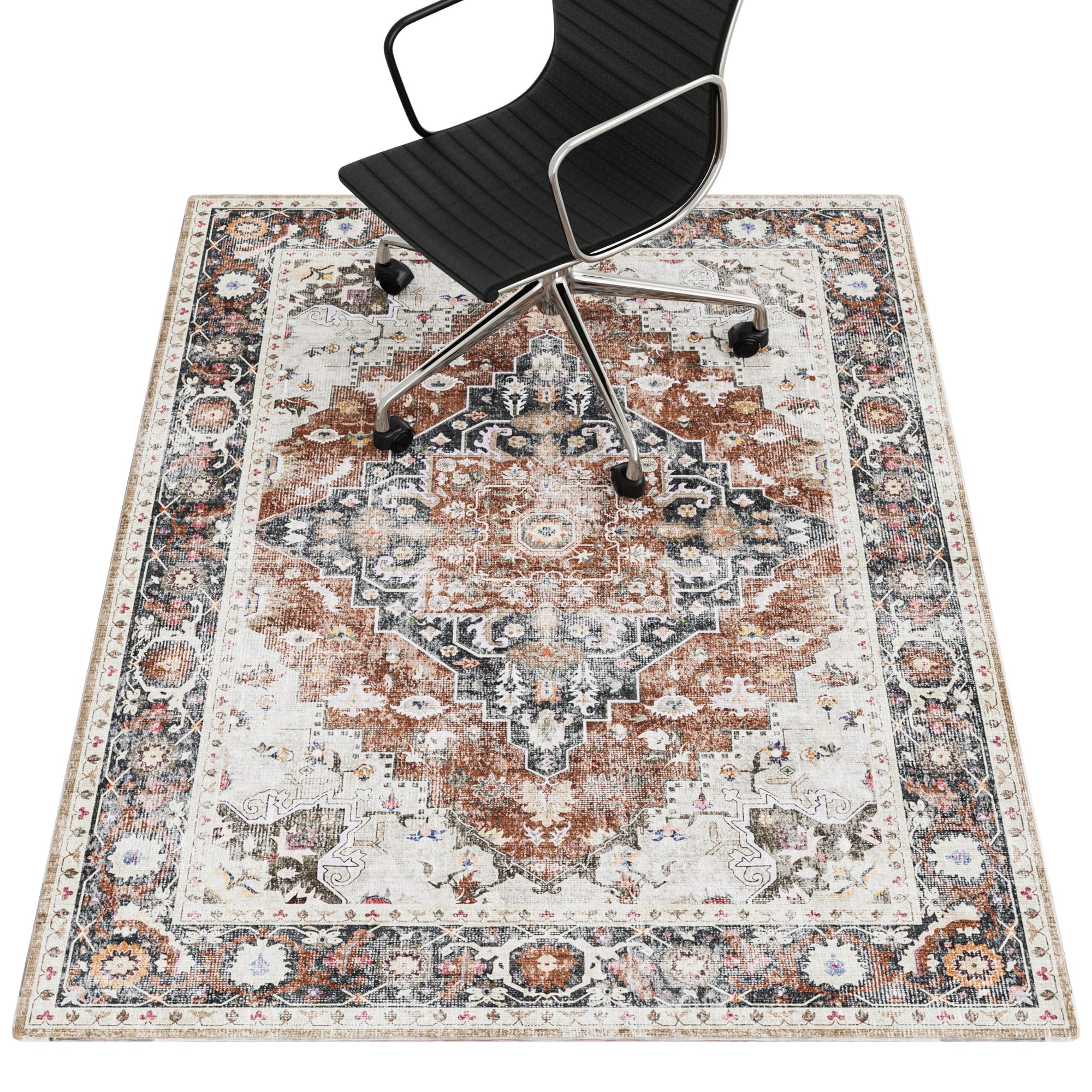 PROHALO Office Chair Mat for Hardwood Floor, 48"X 60" Desk Chair Mat for Hard Floors, Floor Mat for Office Chair，Under Desk Ofiice Rug for Rolling Computer Chair Gaming Chair-Brown