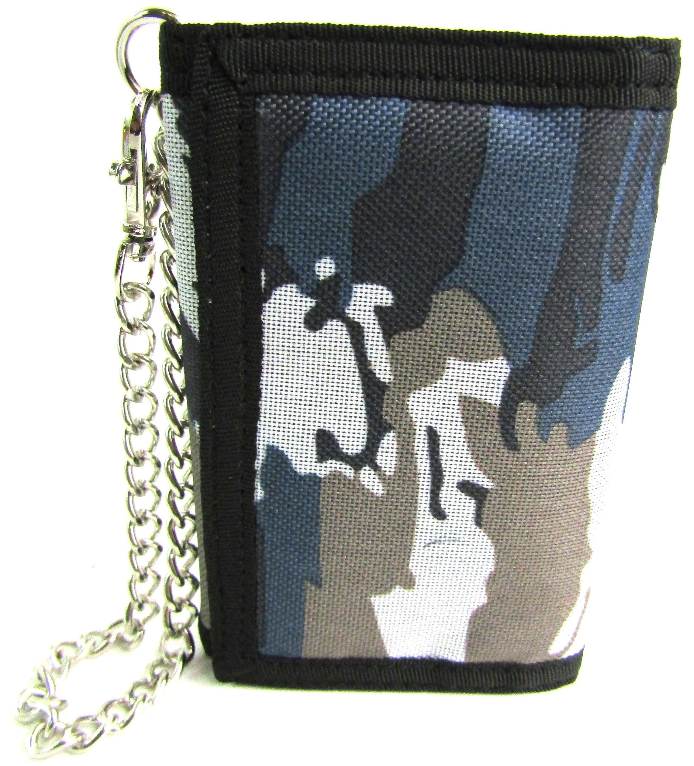Leather Emporium Unisex Camouflage Canvas Wallet with Chain (Arctic Grey)