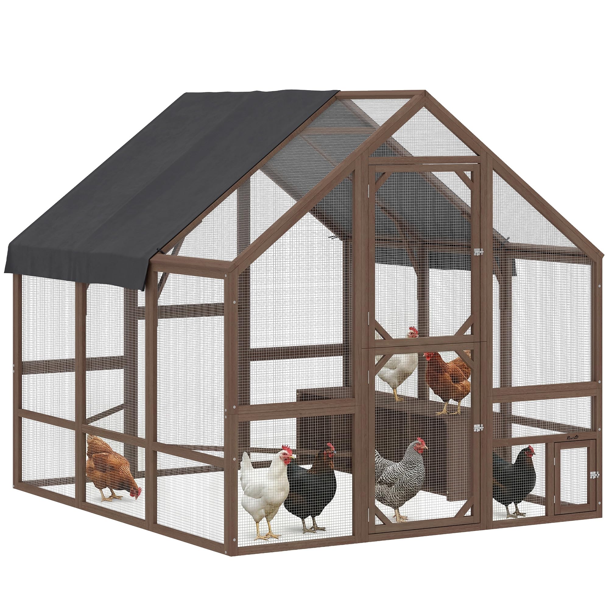 PawHut Large Wooden Walk-In Chicken Run