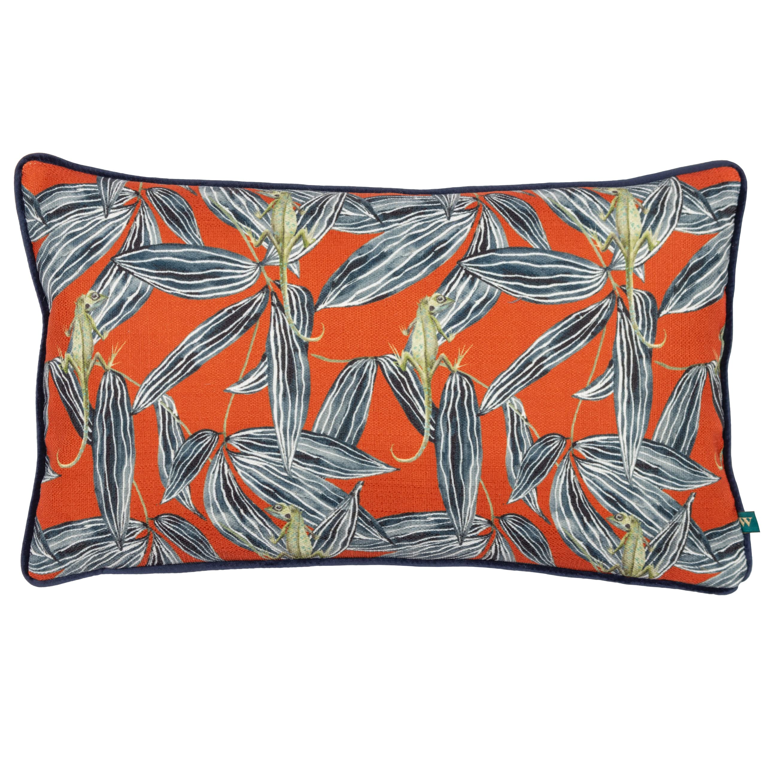 Wylder Tropics Nkiru Piped Polyester Filled Cushion - Orange - 30cm x 50cm