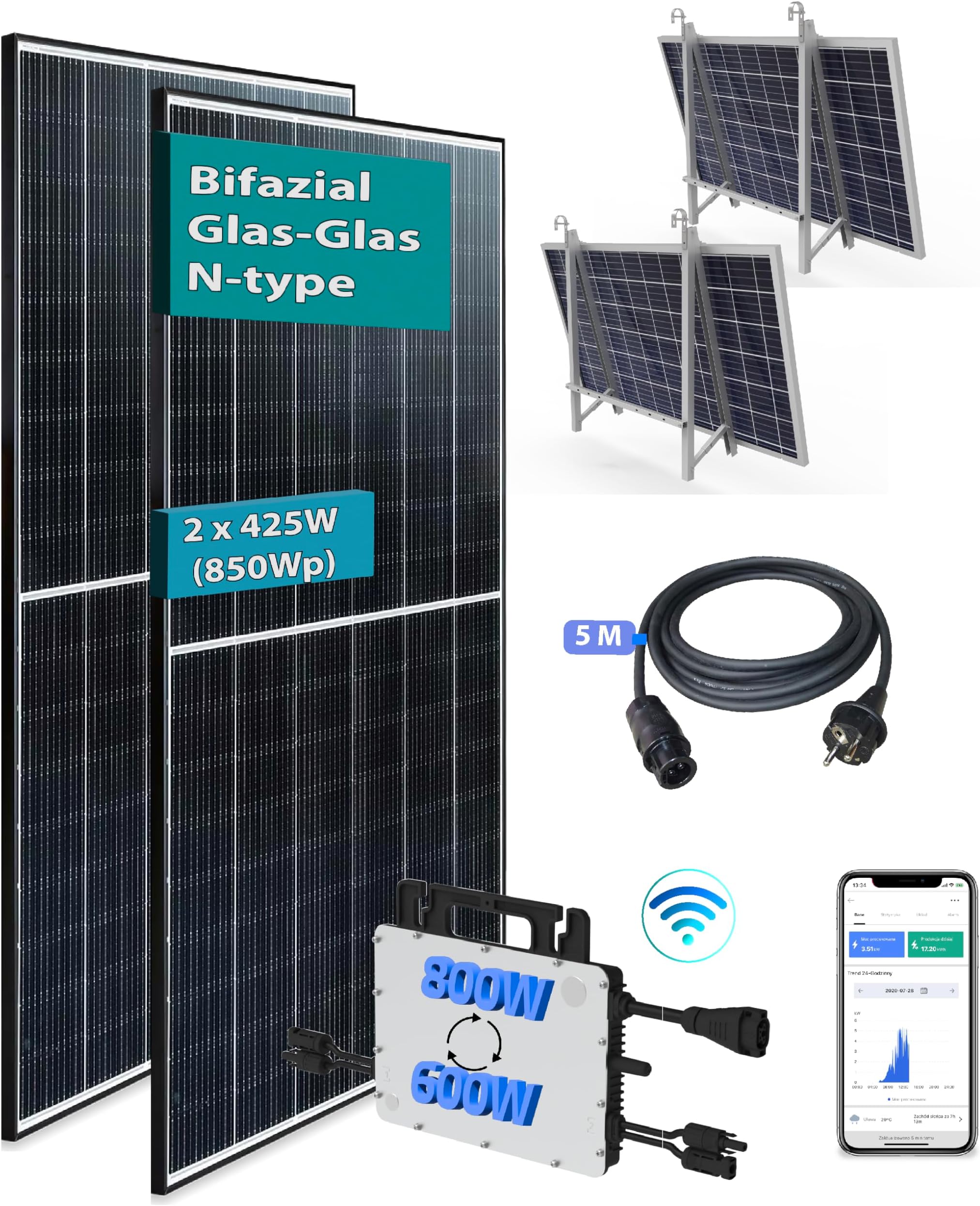 PLP TEK Balcony Power Plant 600 W Socket with Brackets – Solar System ...