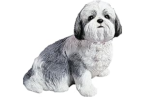 Sandicast Life Size Silver and White Shih Tzu Sculpture