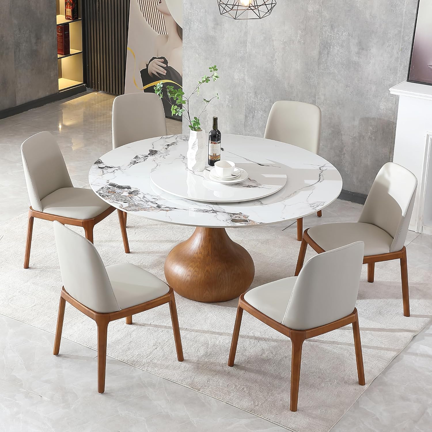 Wohh Marble Dining Table, 59" Round Sintered Stone Table