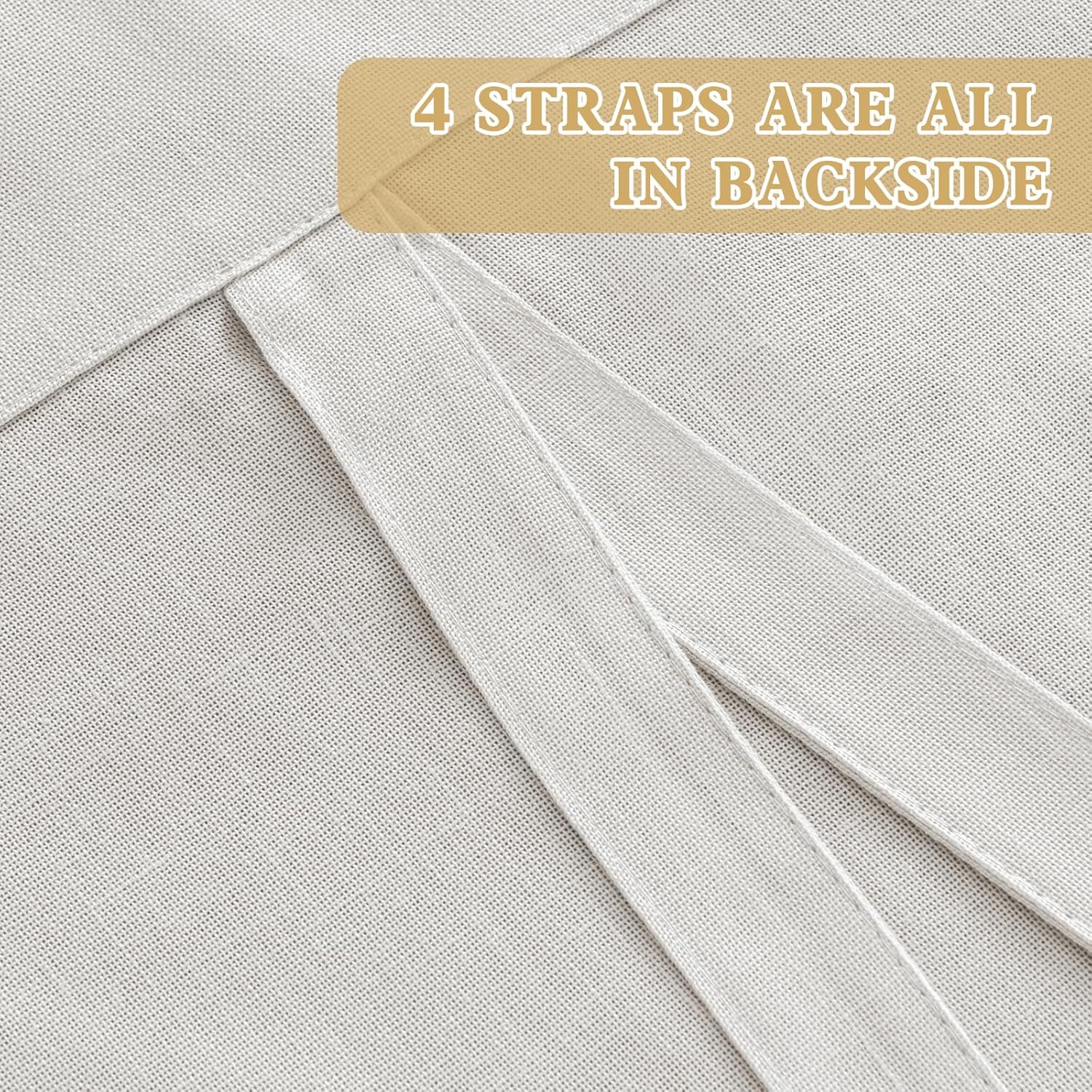 H.VERSAILTEX Tie Up Linen Curtains 63 Inch Length Nature Linen Textured Privacy Curtain Multi Hanging Ways Shade Balloon Window Shade Rod Pocket Casual Curtain - 42x63 - Off White
