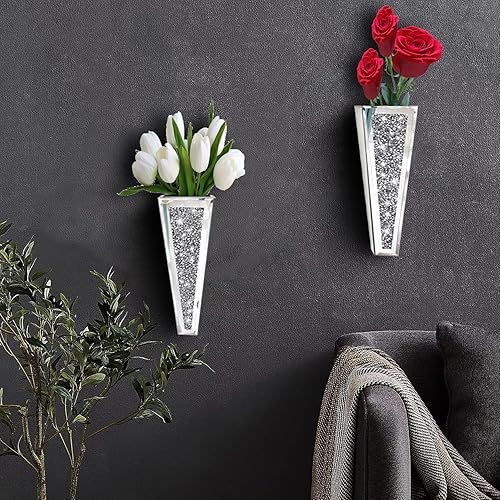 Miniatura 2 de Florero de flores con espejo de diamante triturado y maceta colgante de decoración geométrica con espejo - 2P-DZX..