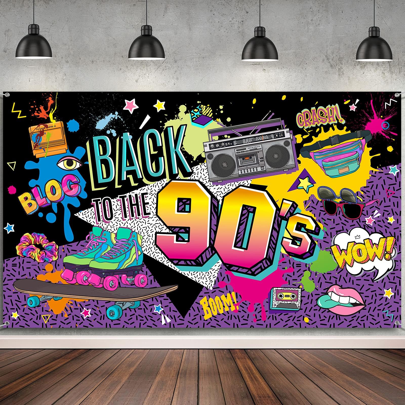 Back to The 90's Theme Party Photography Backdrop The 90's Theme Photography Background Hip Pop 90's Themed Backdrop Back to The 90's Party Decorations for 90's Birthday Party Decoration Supplies