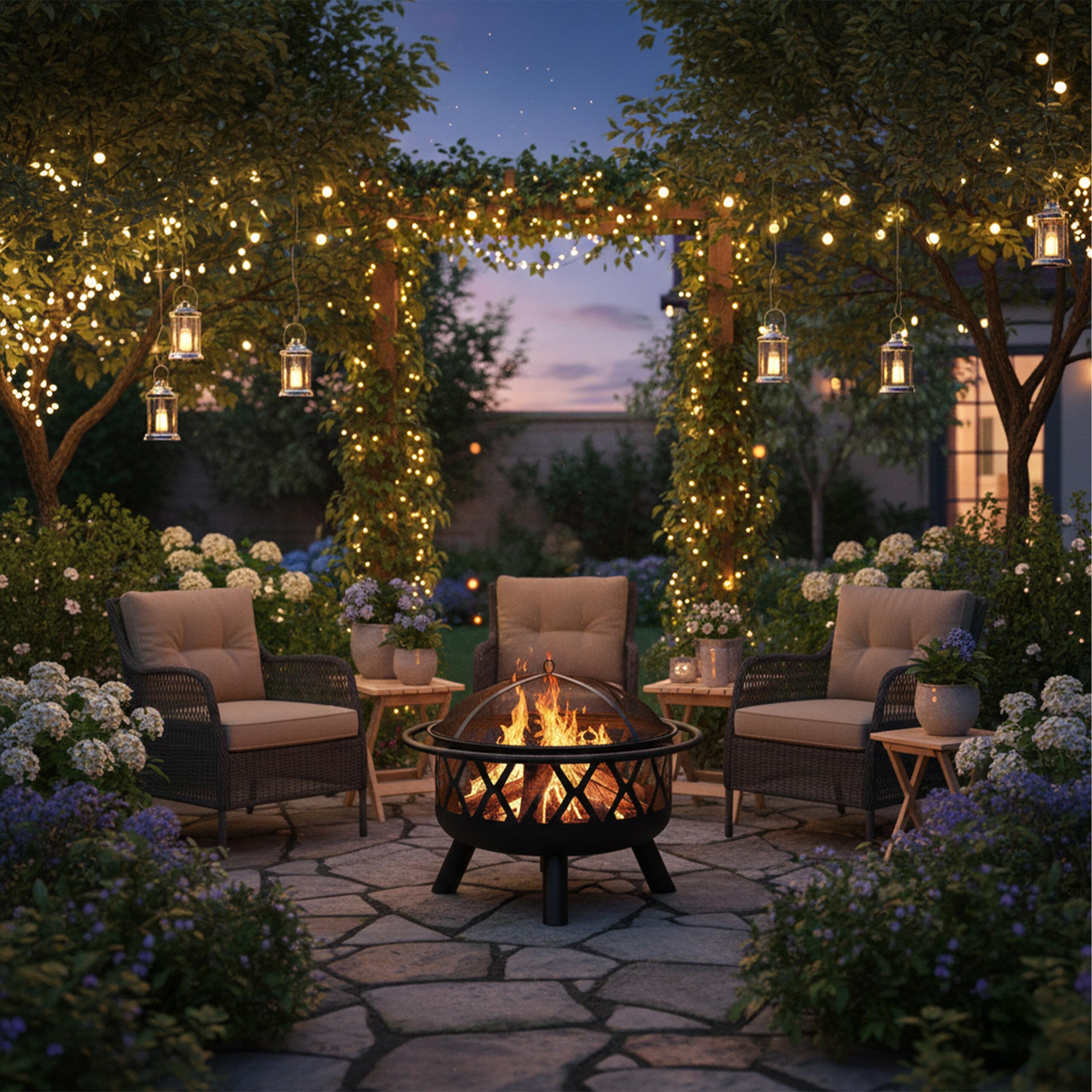Relaxdays Brasero Exterior con Parrilla, Protector Antichispas y Atizador, Estufa Jardín y Terraza, 75 cm, Acero, Negro