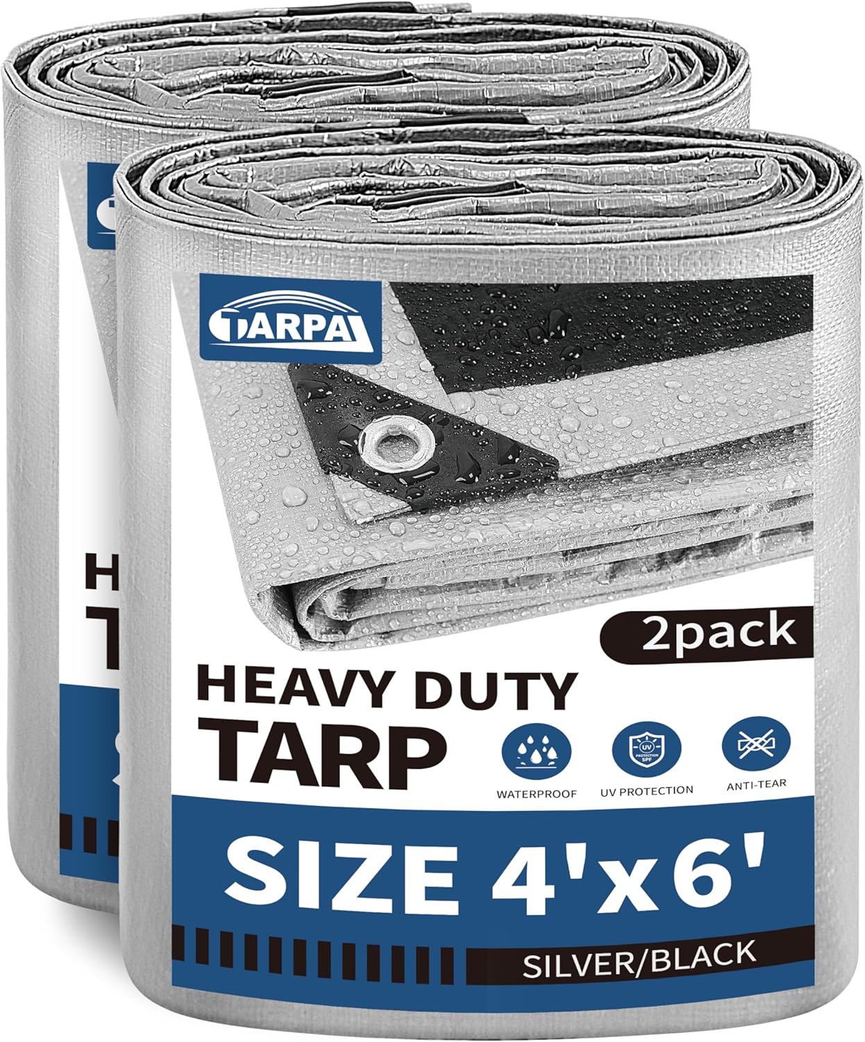 TARPAL Small Tarps 4×6 Feet(2-Pack) Heavy Duty Tarp 10.5Mil Multipurpose Protective Cover Waterproof,Snow or UV Protection,Durable Reinforced Edges,Silver/Black TARPAL Small Tarps 4×6 Feet(2-Pack) Heavy Duty Tarp 10.5Mil Multipurpose Protective Cover Waterproof,Snow or UV Protection,Durable Reinforced Edges,Silver/Black