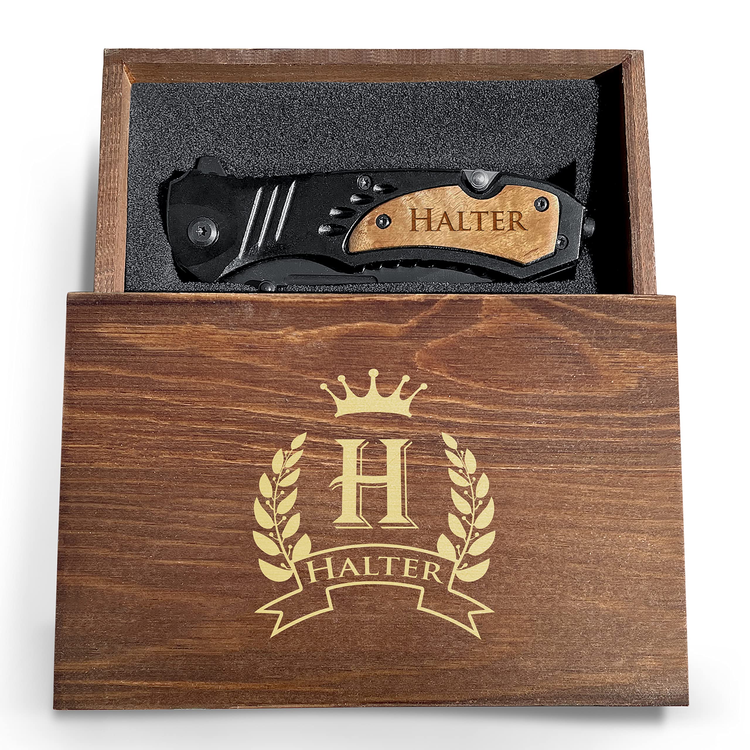 Krezy Case Personalized Knife Set of 4, Engraved Groomsmen Gift, Stainless Steel, Aluminum Handle