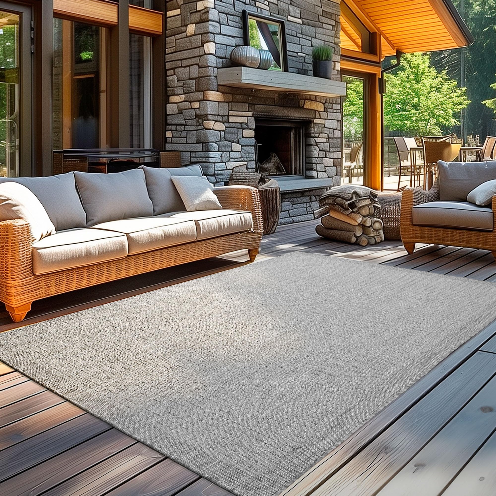 Carpetsale24 In- & Outdoor-Teppich Wetterfest Einfarbig Flachgewebe Küchenteppich Balkon Garten, Terrassen Teppich