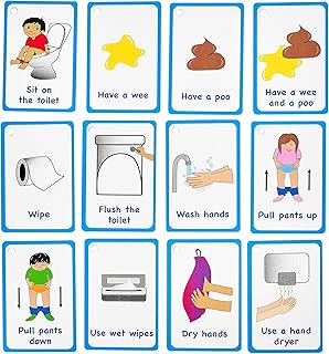 My Toilet Routine Cards 12 Flash Cards for Visual aid Special Ed, Speech Delay Non Verbal Children and Adults with Autism or Special Needs